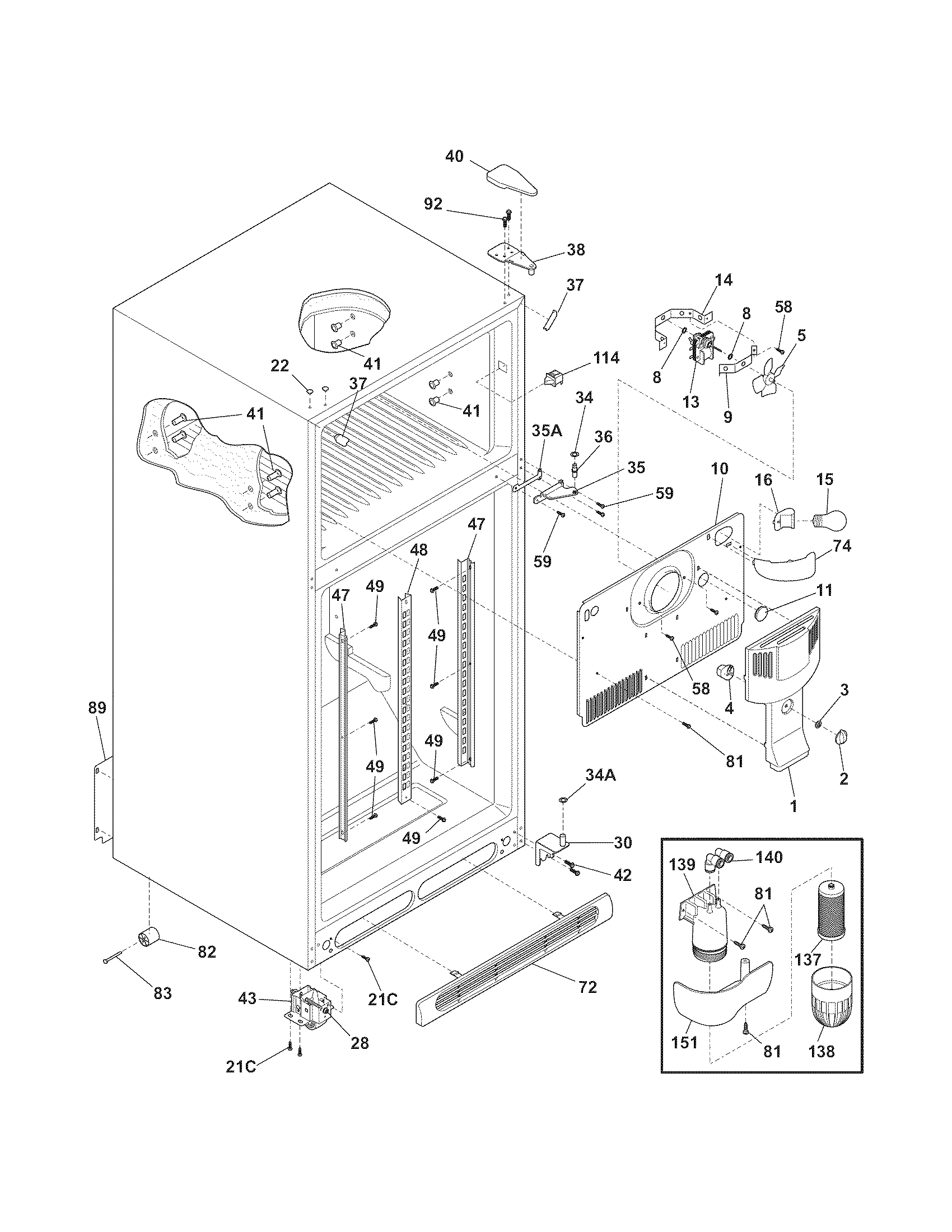Kenmore Elite 25374220705 cabinet diagram