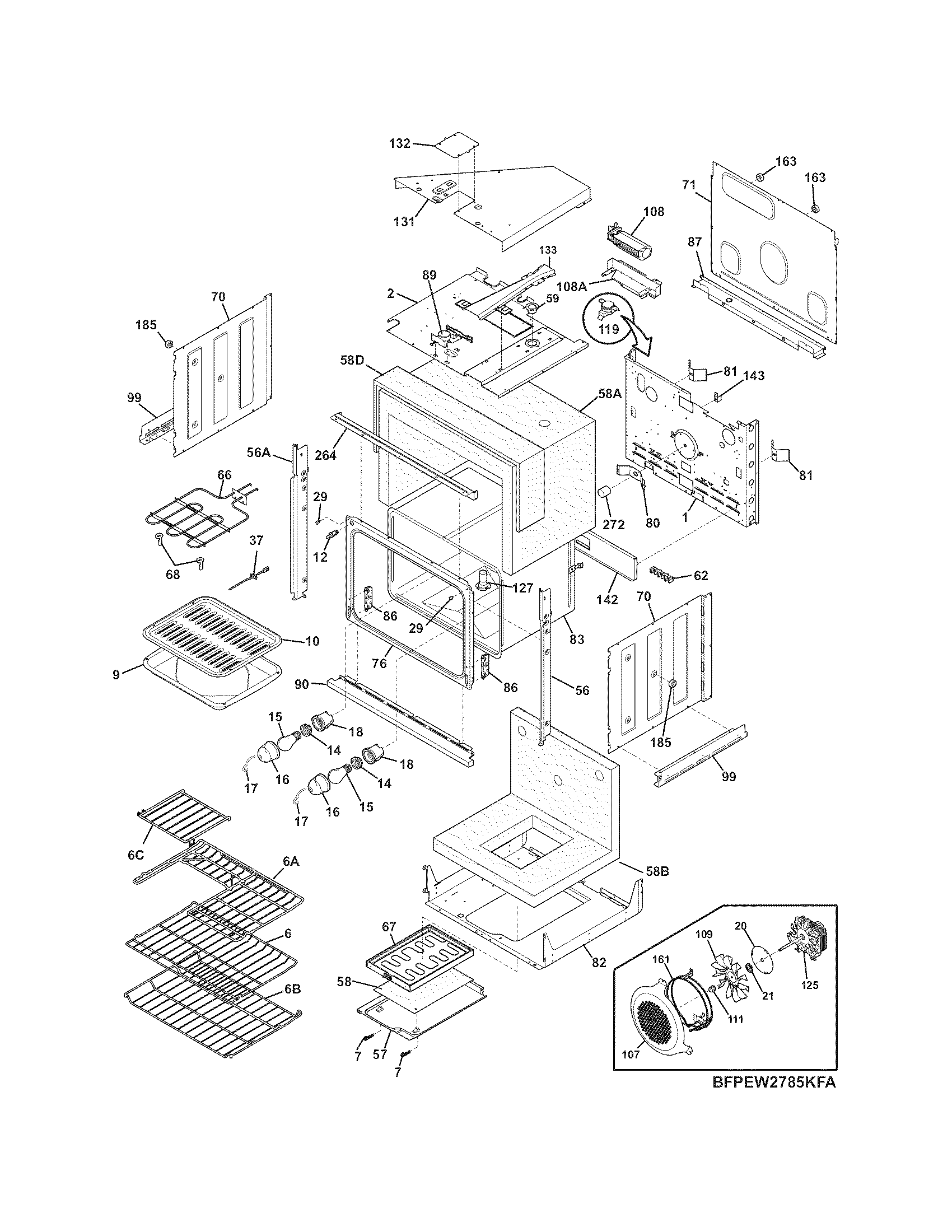 Frigidaire FGEW2765KBA body diagram
