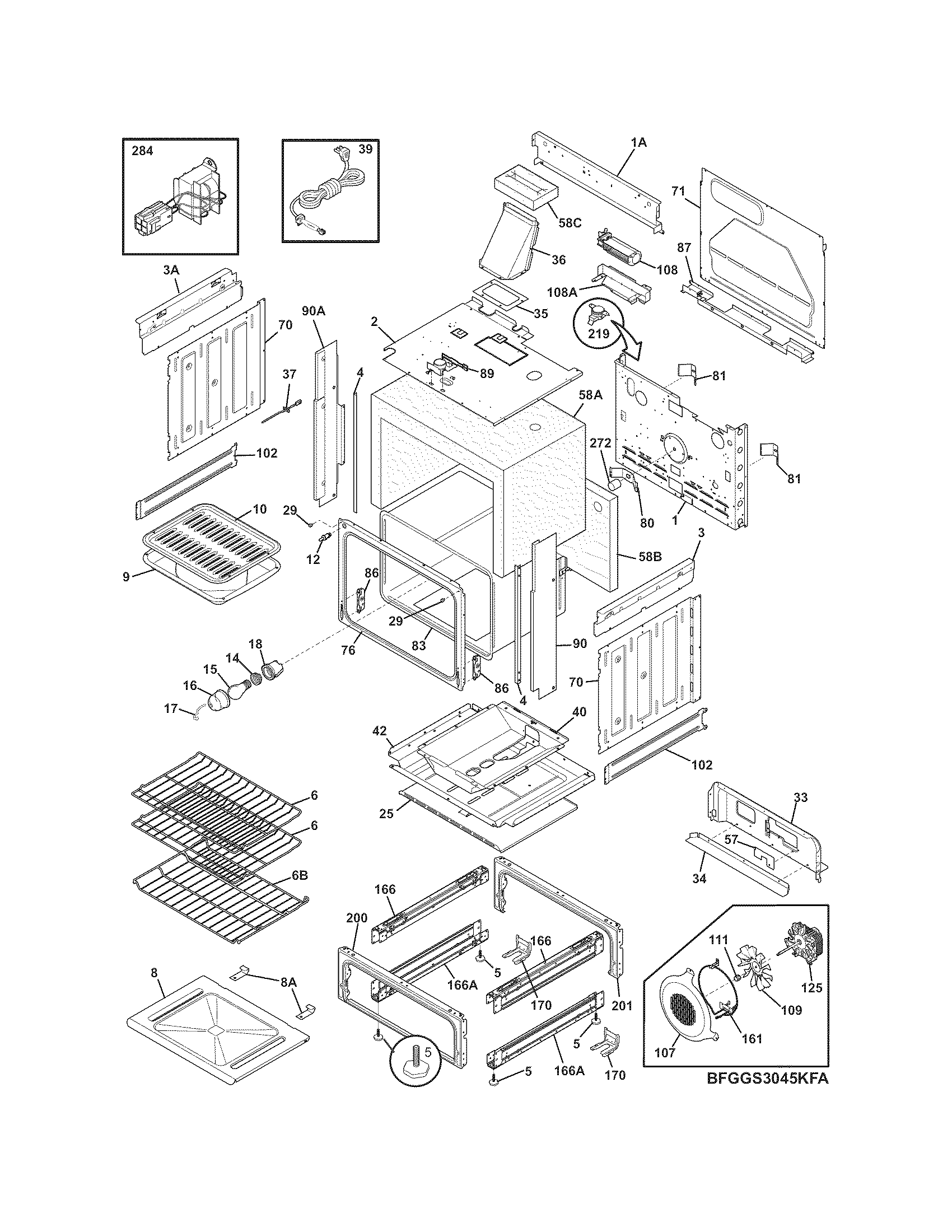Frigidaire FGGS3045KFA body diagram