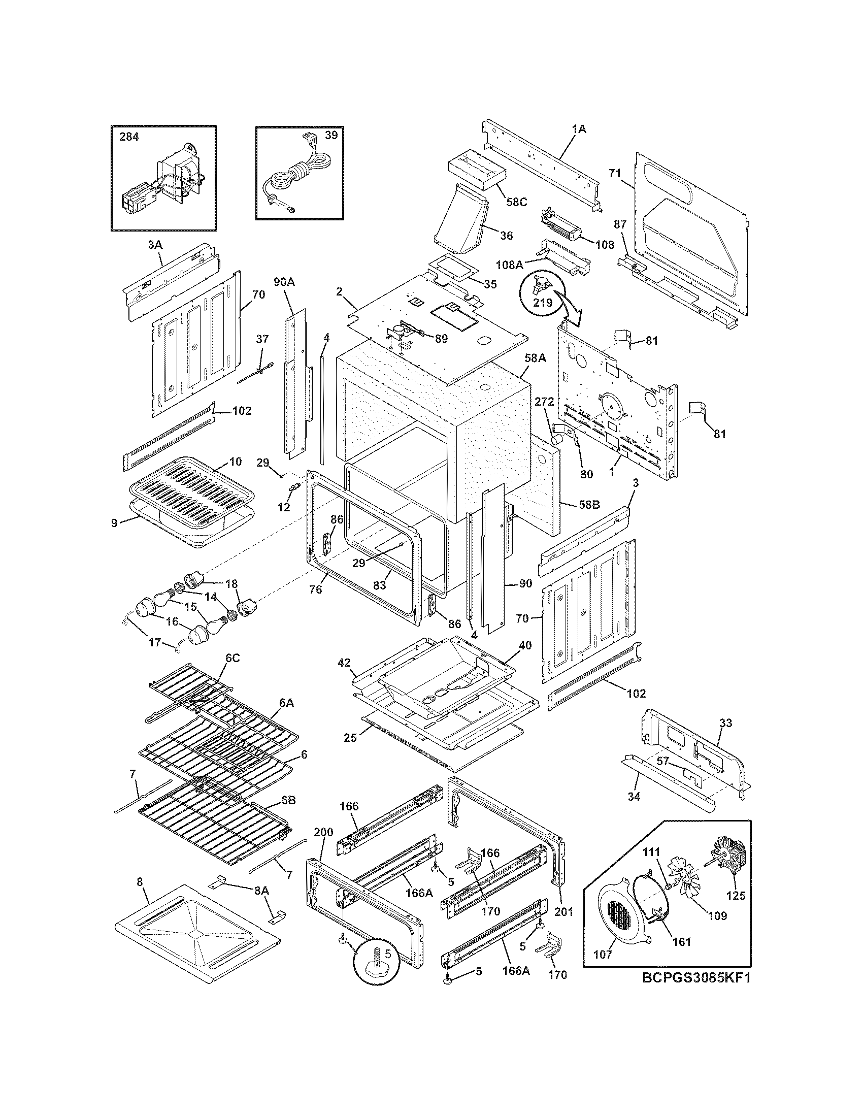 Frigidaire CPGS3085KF1 body diagram
