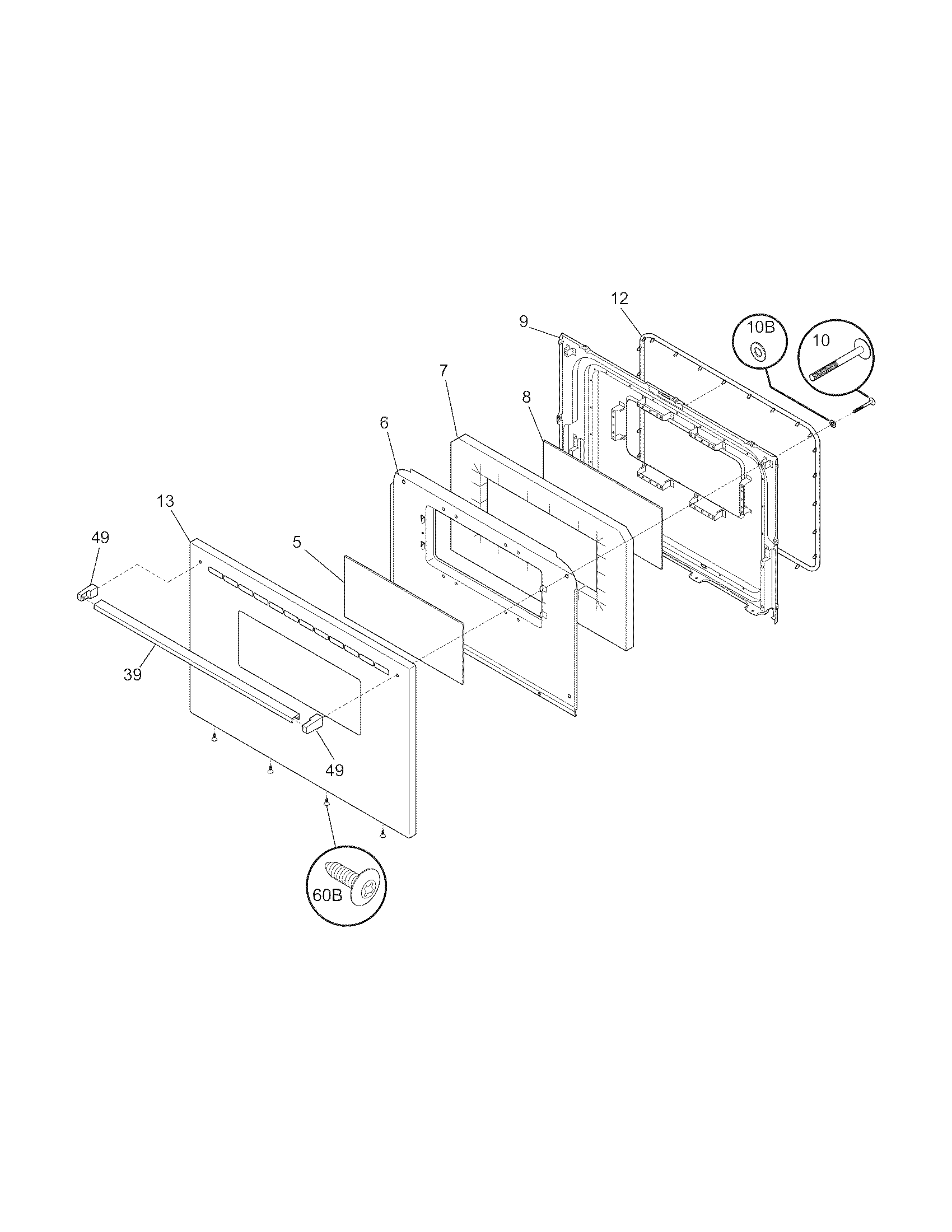 Frigidaire FGF319KBB door diagram