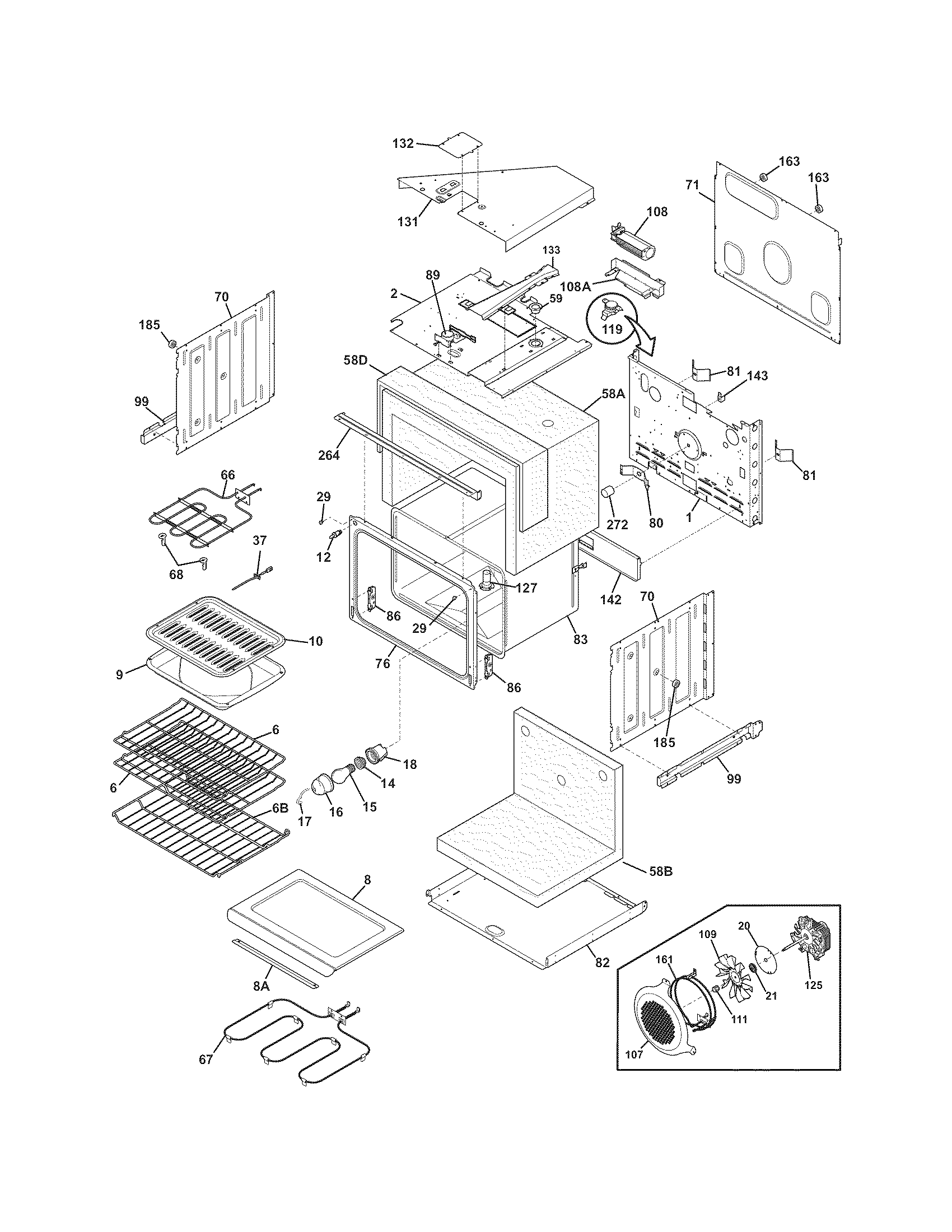 Frigidaire FGET2745KBA upper oven diagram