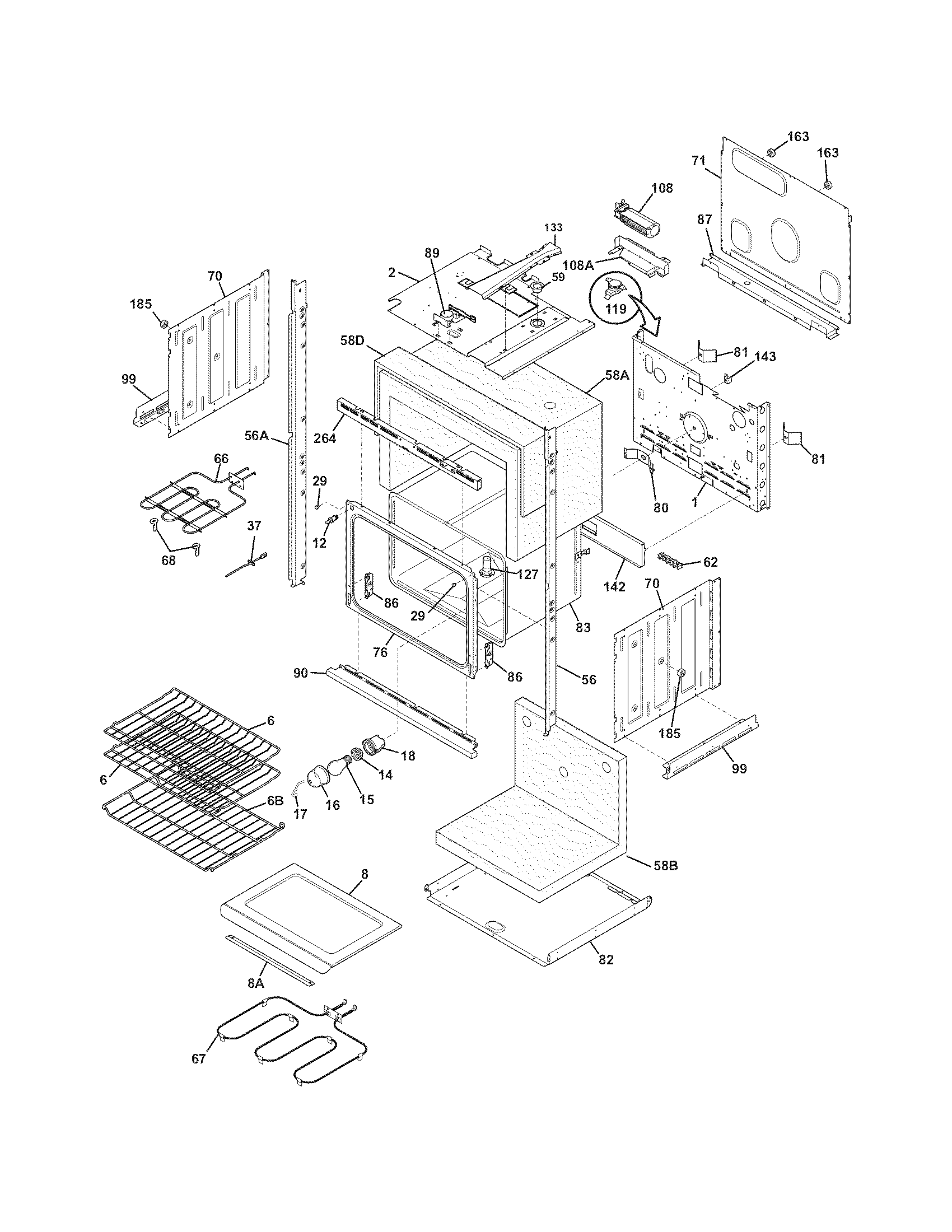 Frigidaire FGET2745KFA lower oven diagram