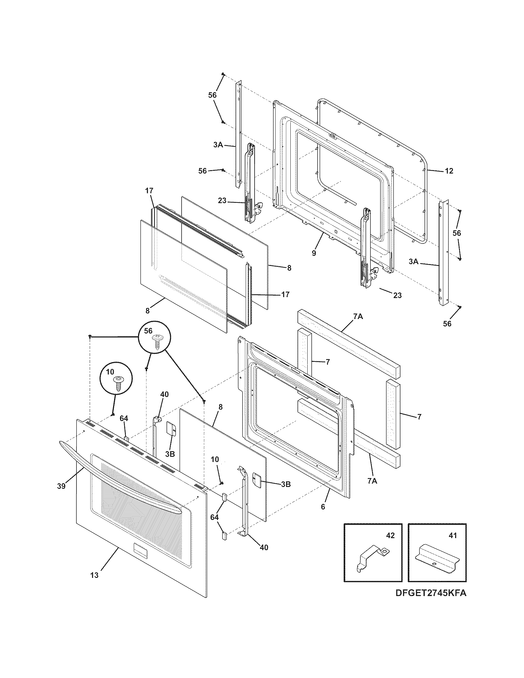 Frigidaire FGET2745KFA doors diagram