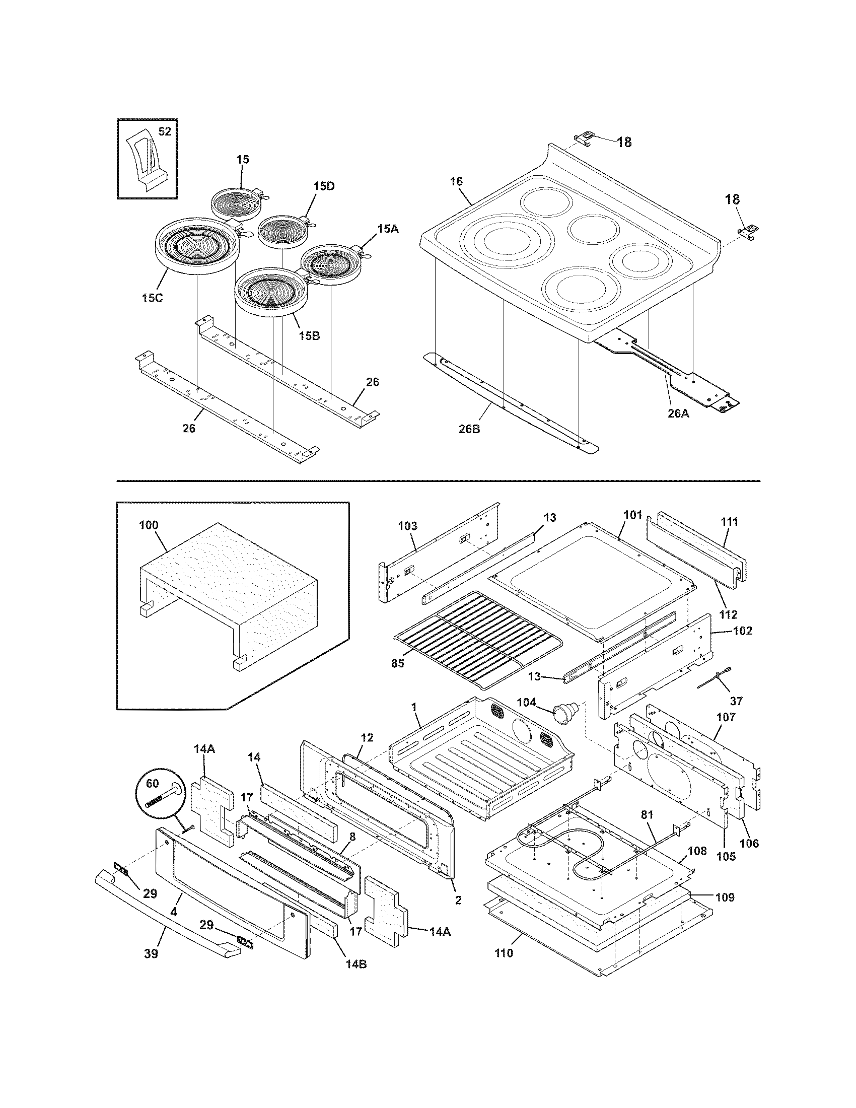 Electrolux EW30EF65GWE top/drawer diagram