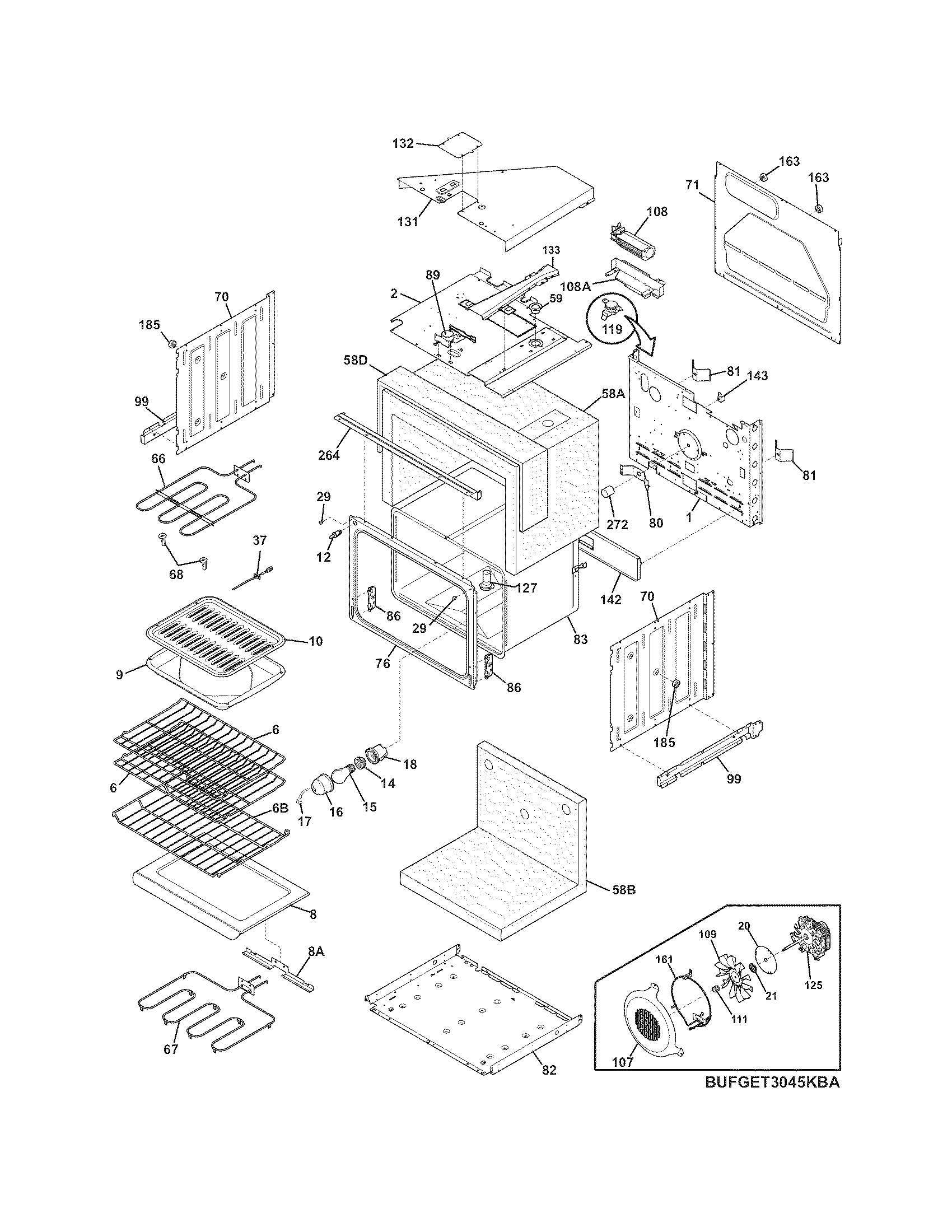 Frigidaire FGET3045KFA upper oven diagram