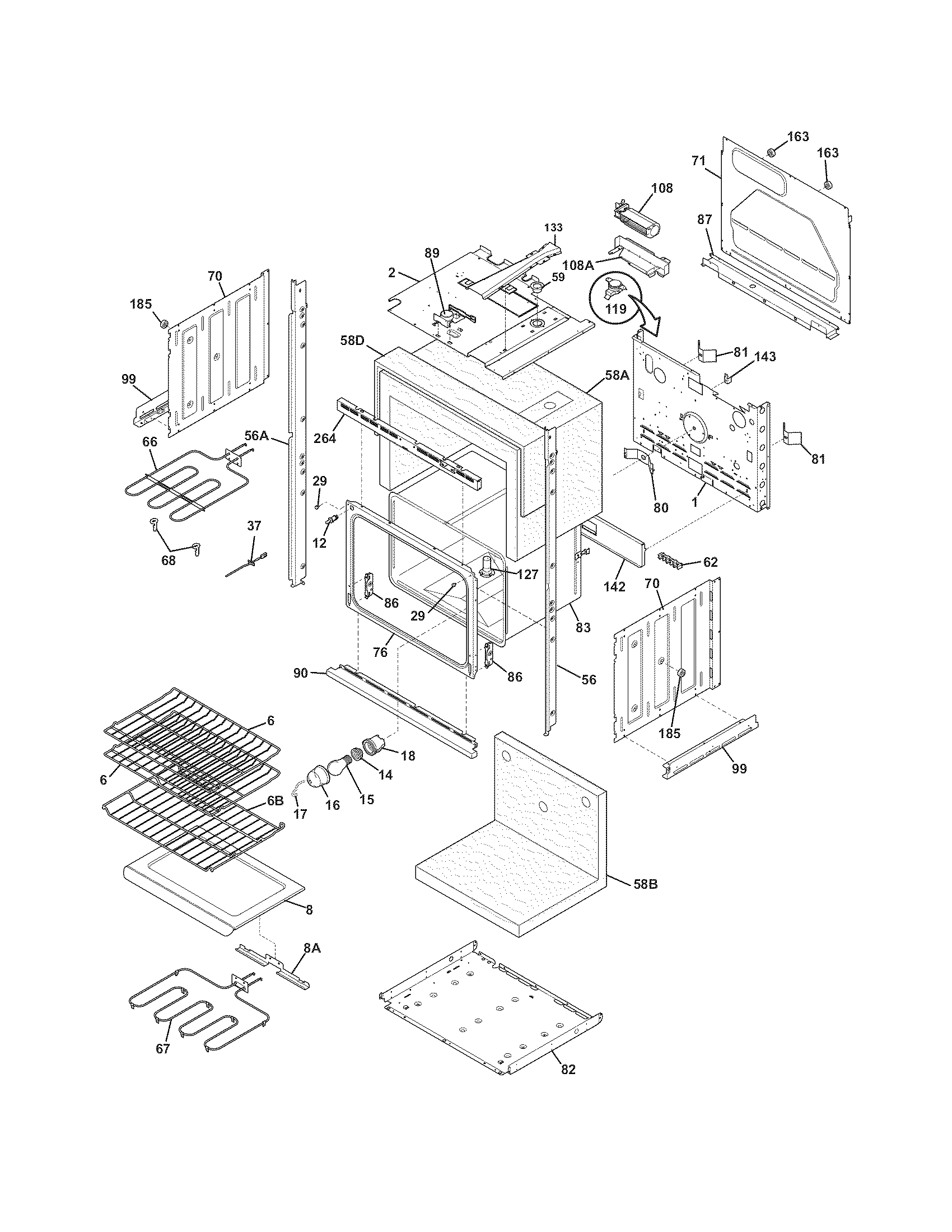 Frigidaire FGET3045KFA lower oven diagram