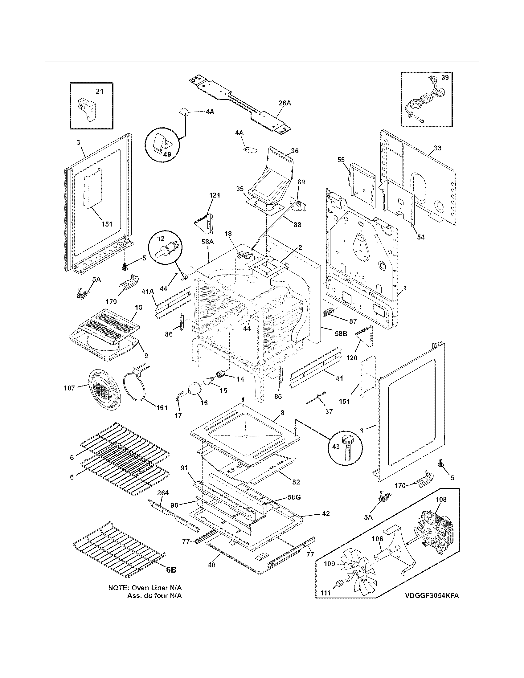 Frigidaire DGGF3054KFA body diagram