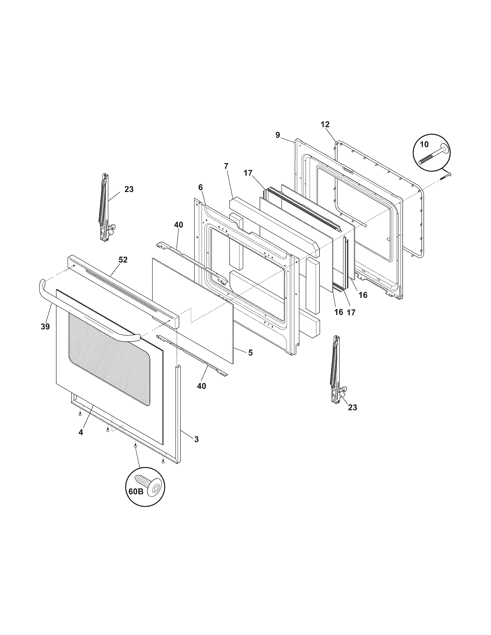 Frigidaire FEF352GMD door diagram