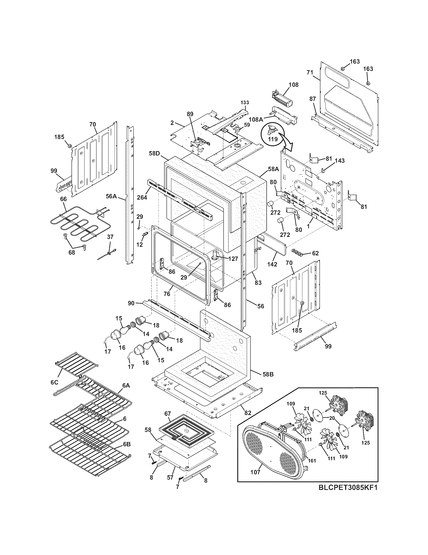 Frigidaire CPET3085KF1 lower oven diagram