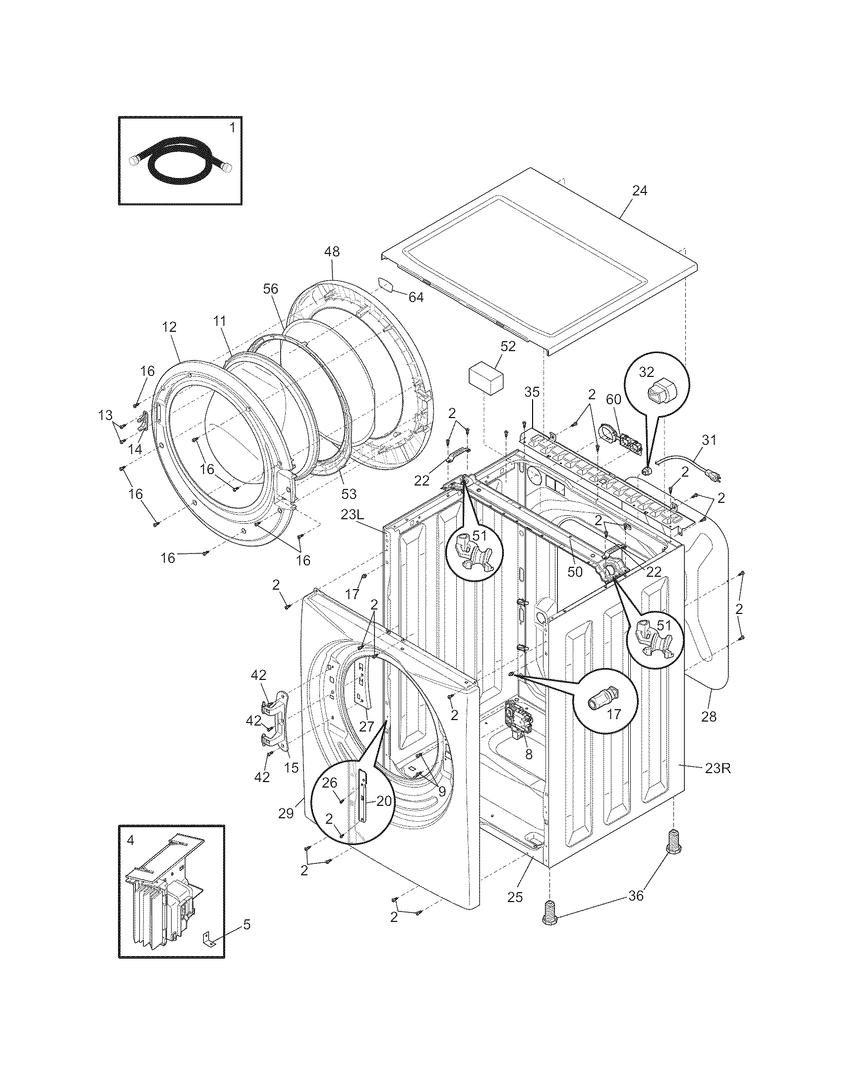 Frigidaire ATF6000FS2 cabinet/top diagram