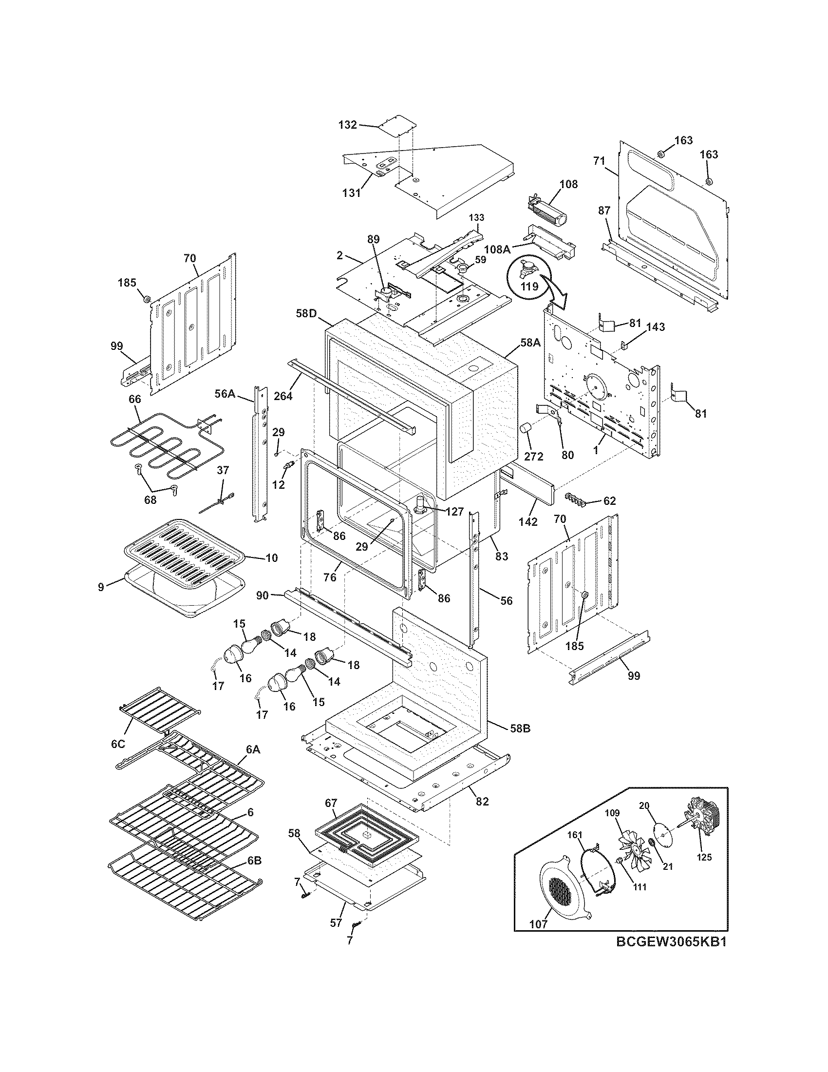 Frigidaire CGEW3065KFA body diagram
