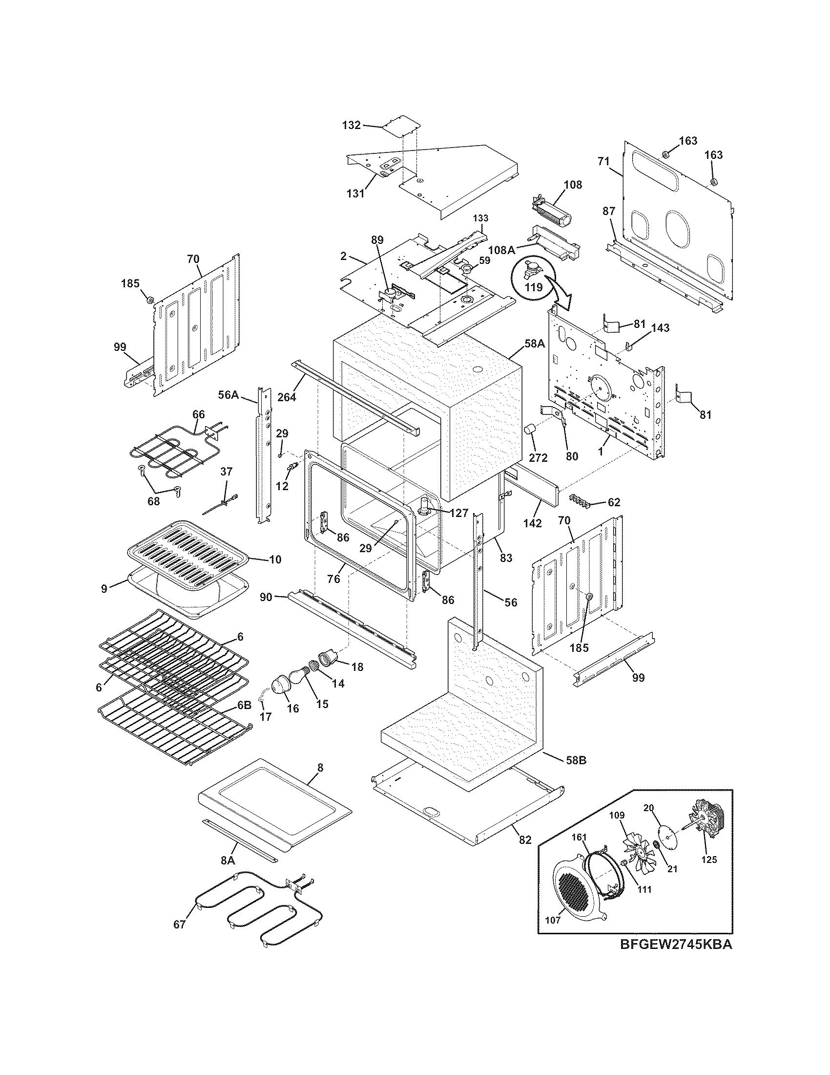 Frigidaire FGEW2745KBA body diagram