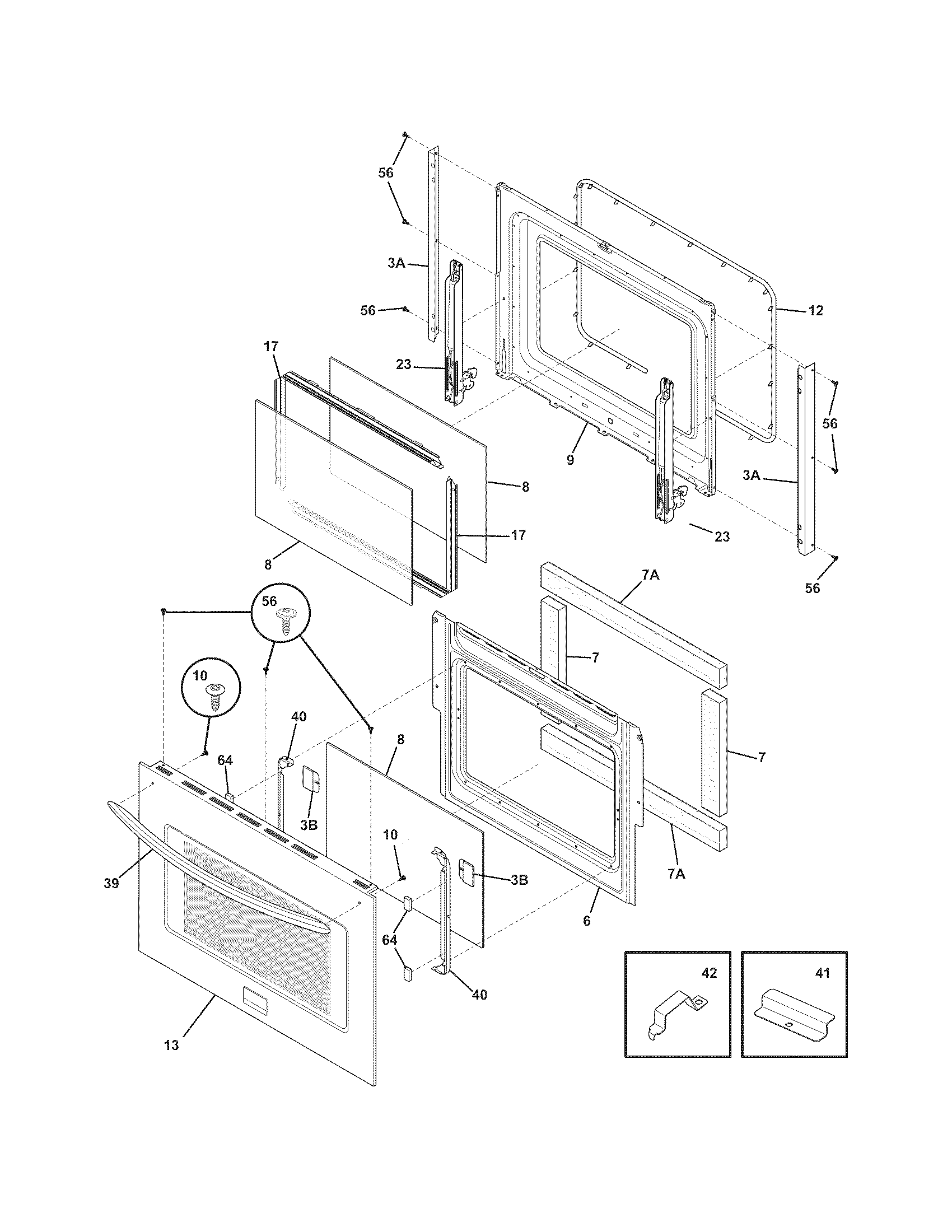 Frigidaire FGEW2745KFA door diagram