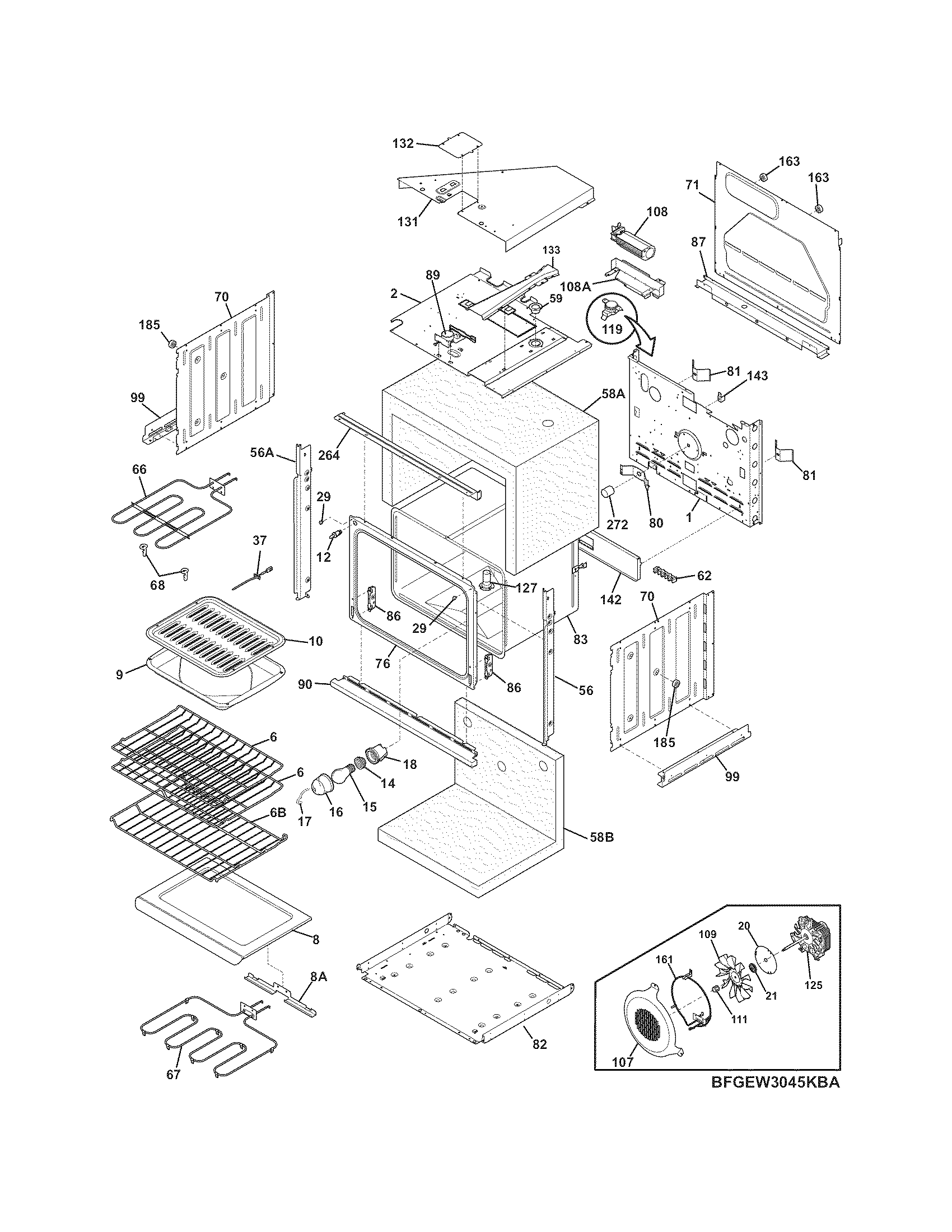 Frigidaire FGEW3045KWA body diagram