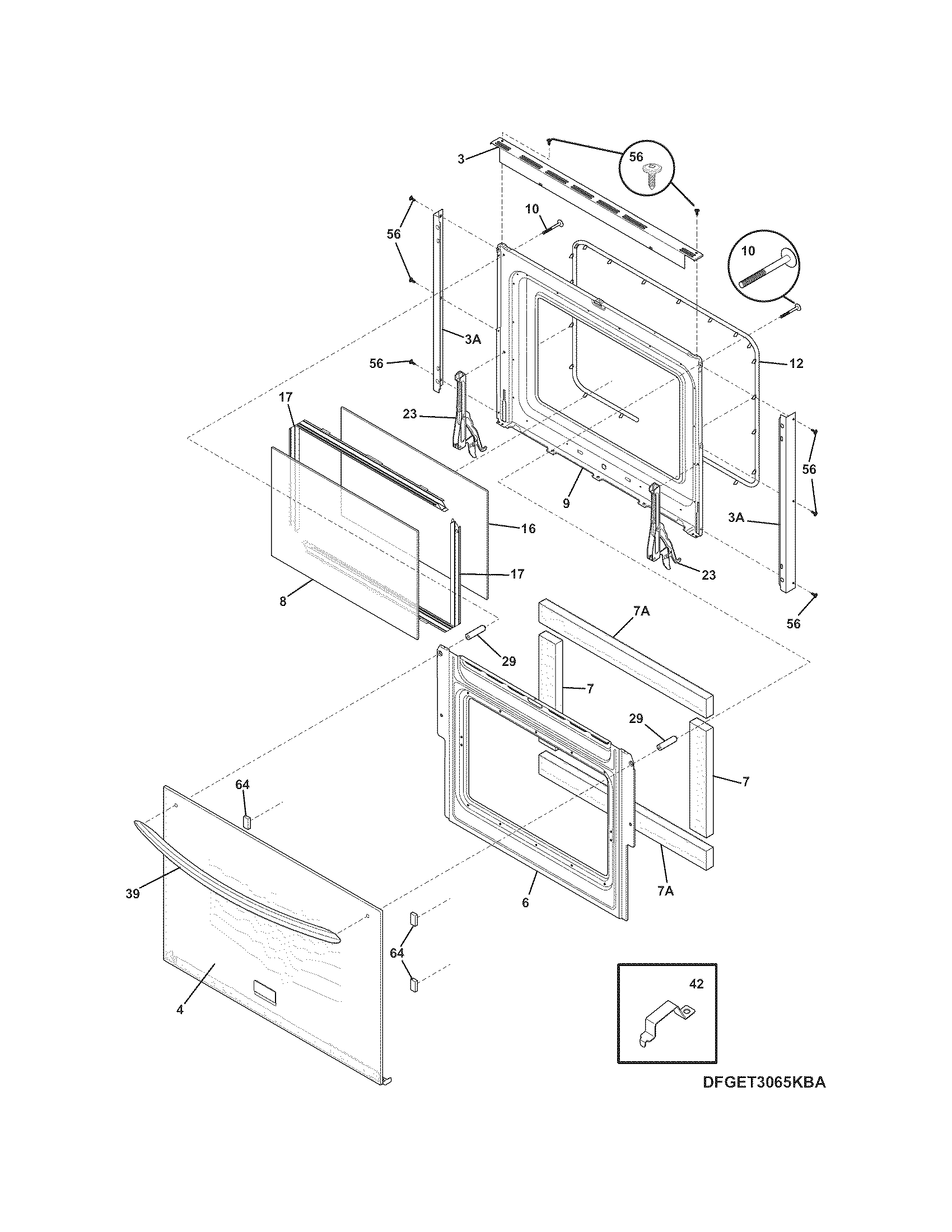 Frigidaire FGEW3045KWA door diagram