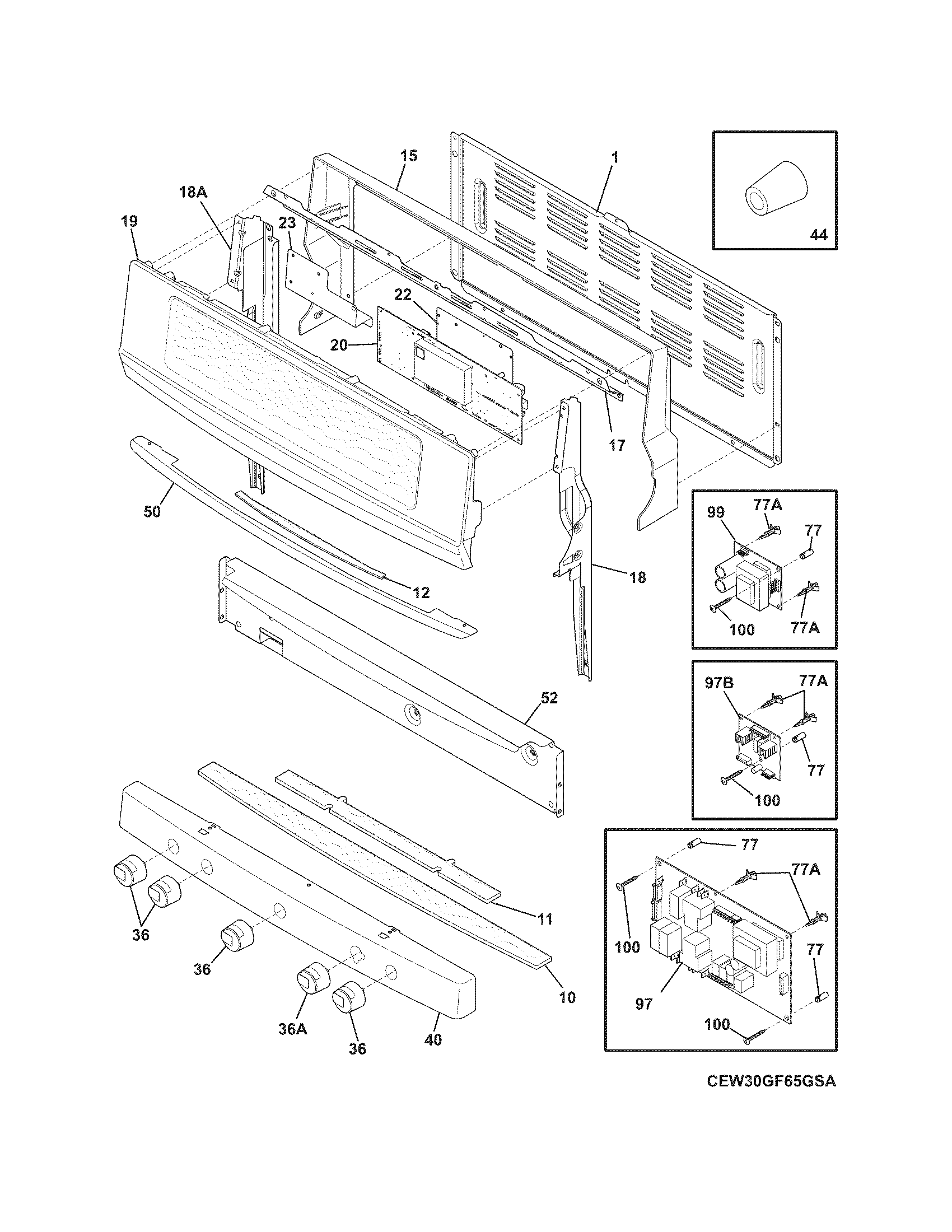 Electrolux CEW30GF6GSE backguard diagram