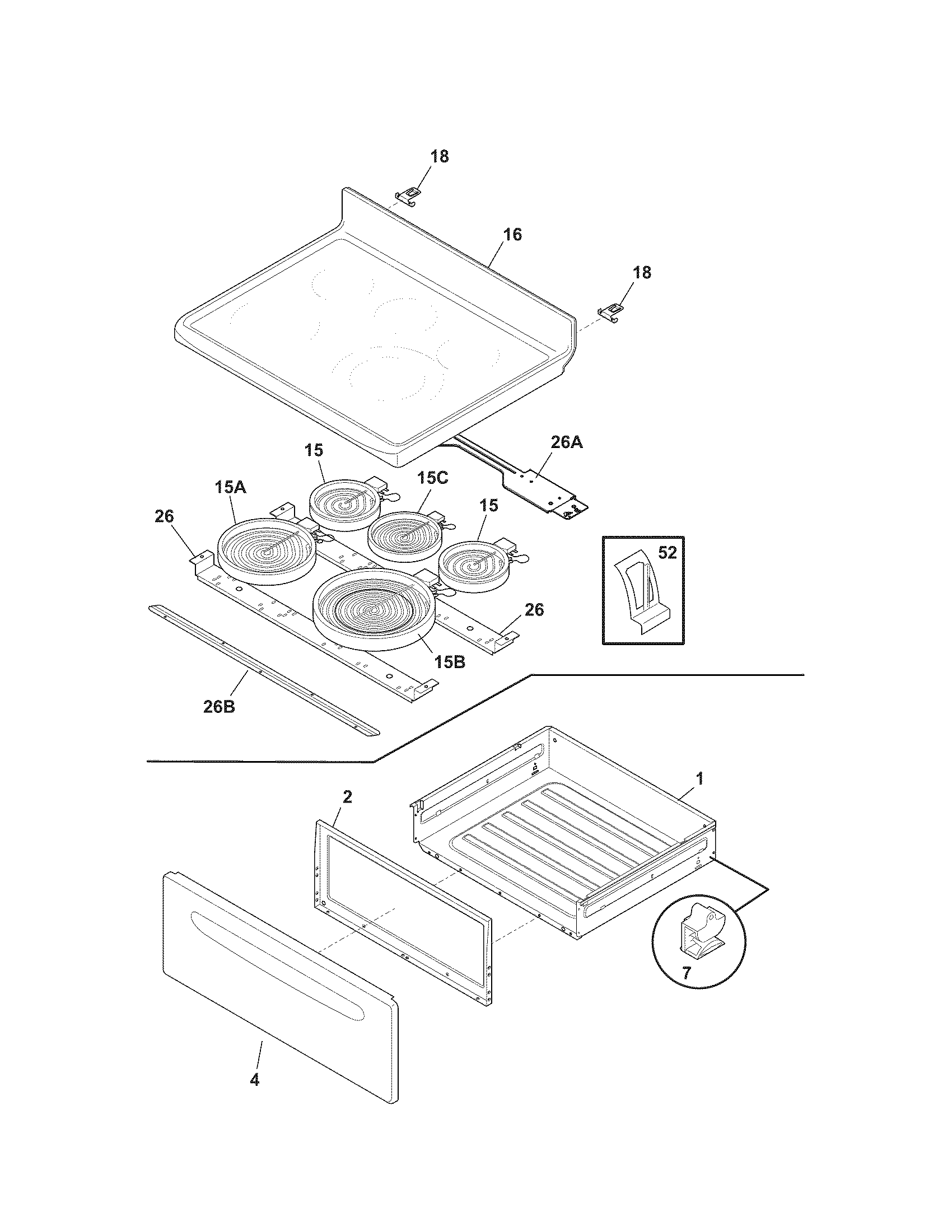 Kenmore 79097434802 top/drawer diagram