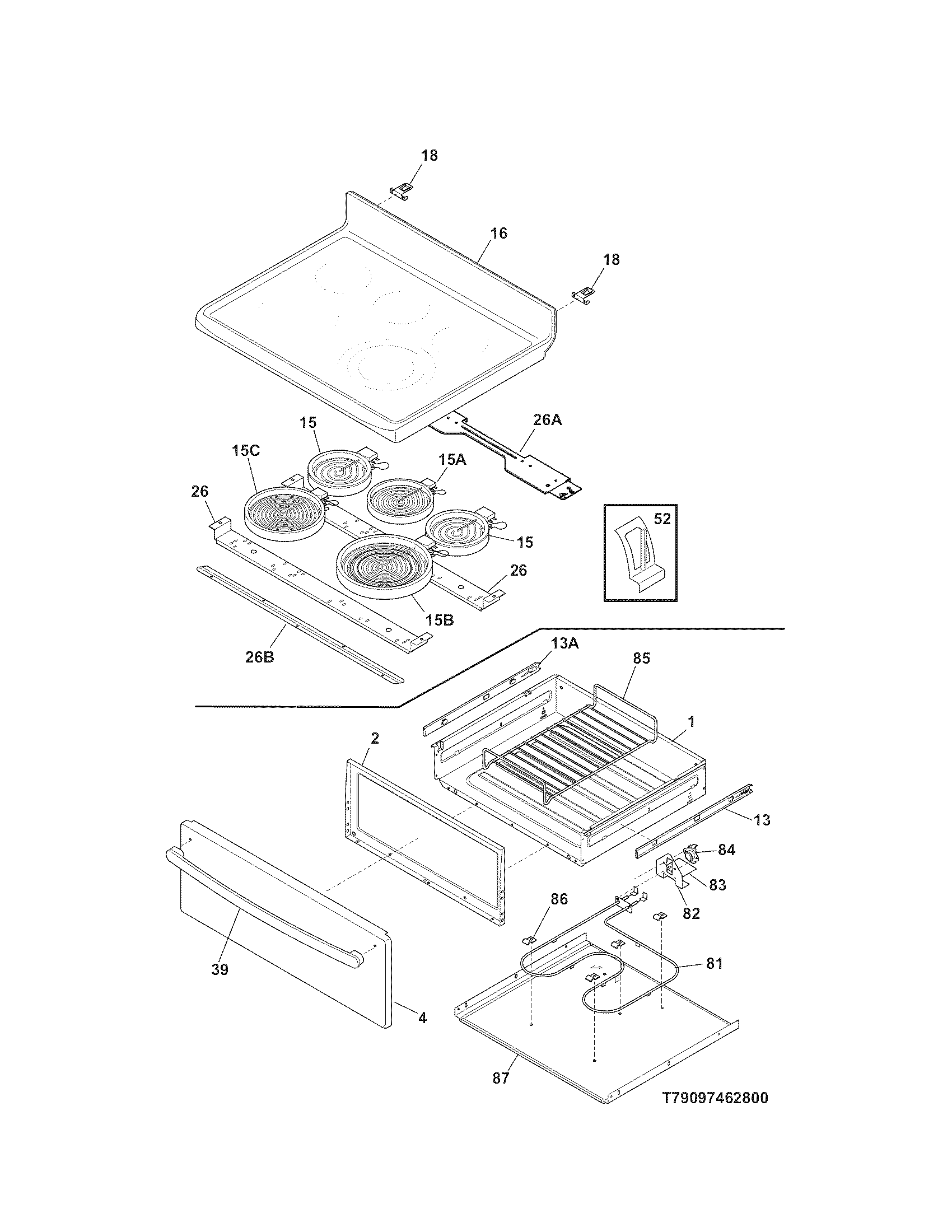 Kenmore 79097469801 top/drawer diagram