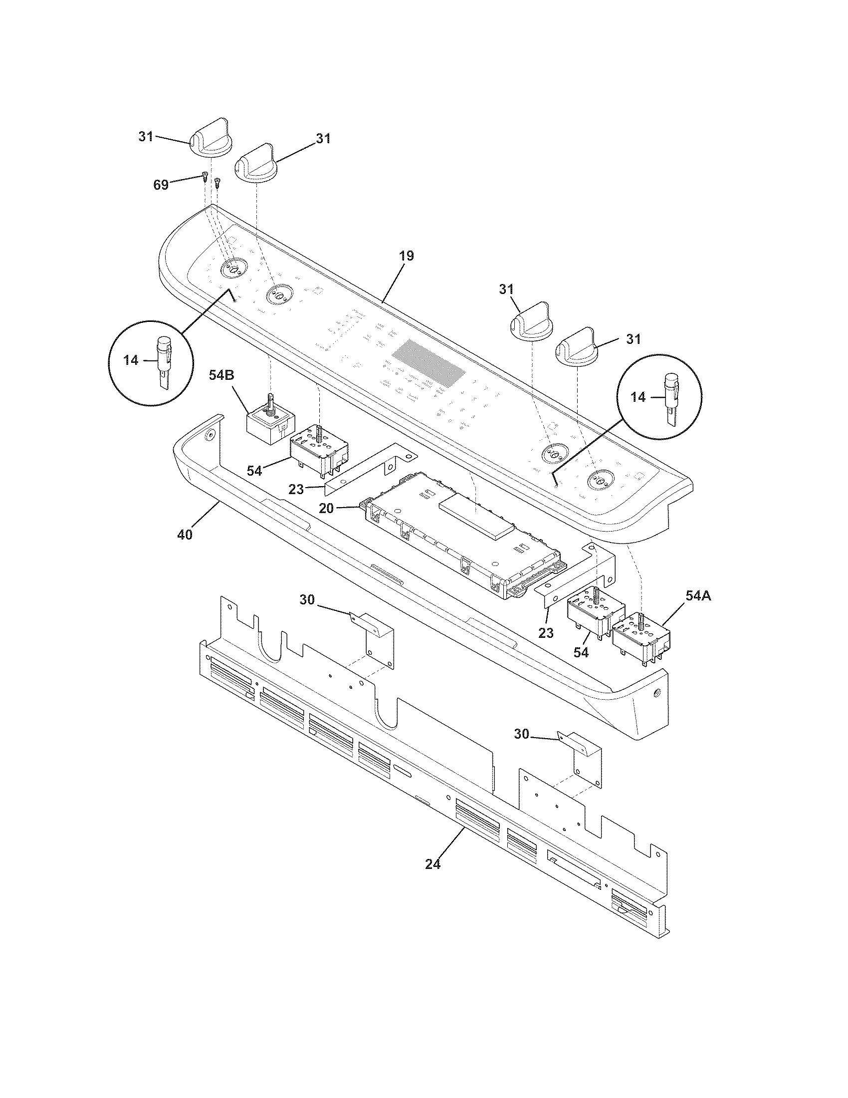 Frigidaire CGES3045KB1 backguard diagram