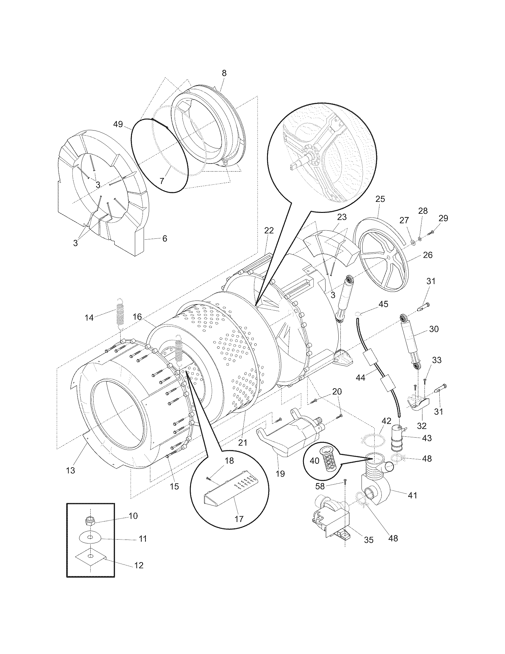 Gibson GTF1040FS3 motor/tub diagram