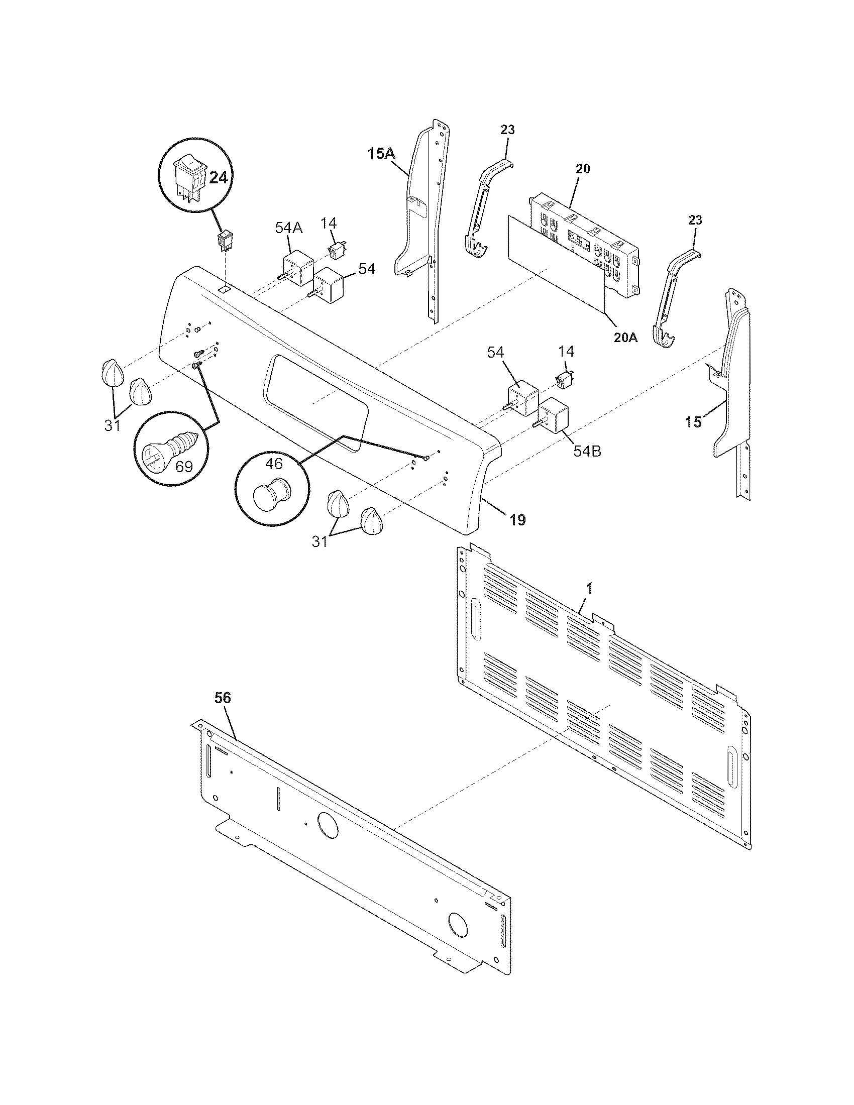 Frigidaire FEFL67HCF backguard diagram