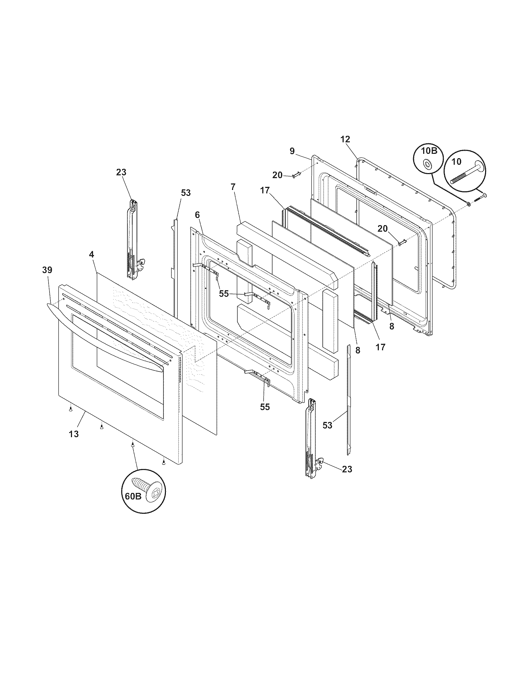 Frigidaire FEFL67HCF door diagram