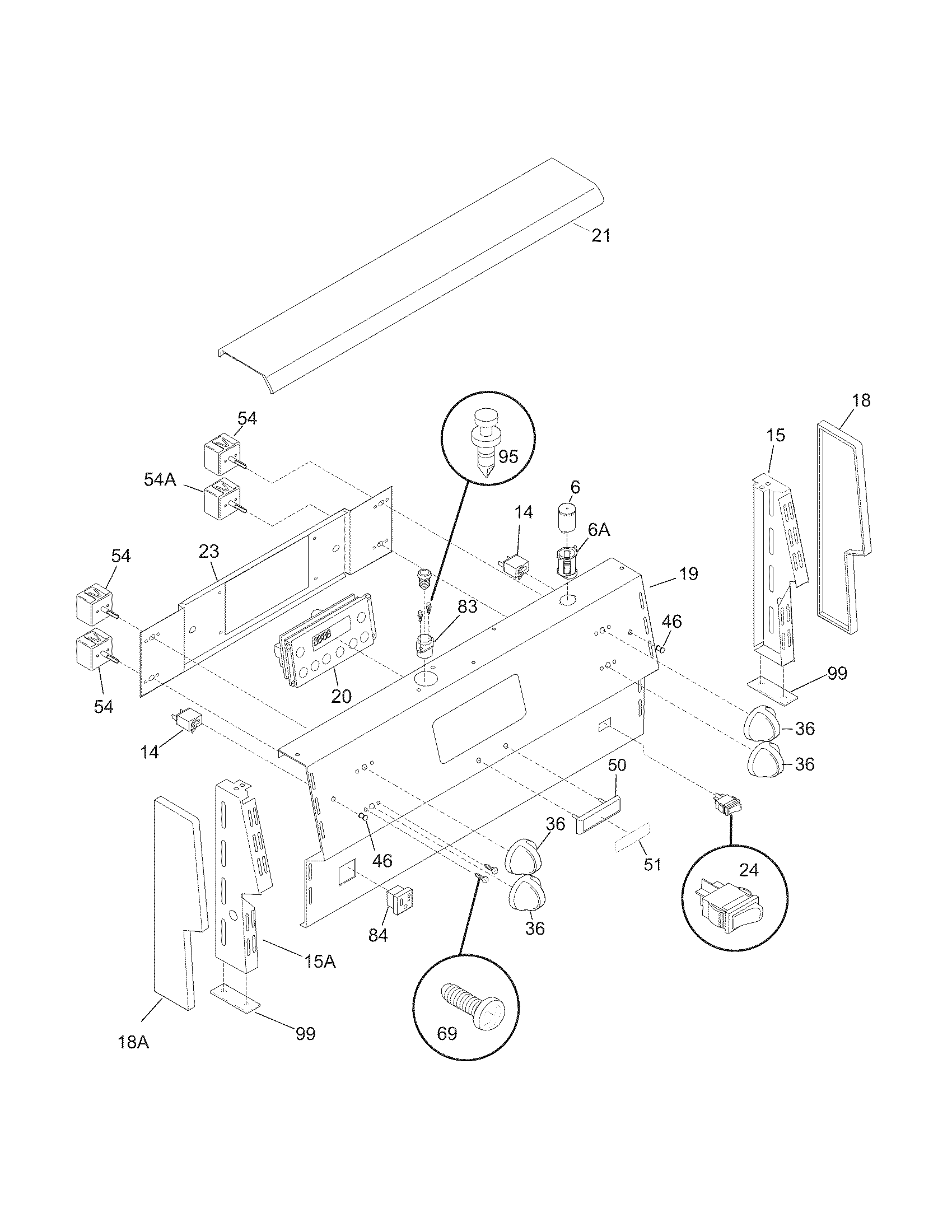 Universal/Multiflex (Frigidaire) CMEF212EB4 backguard diagram