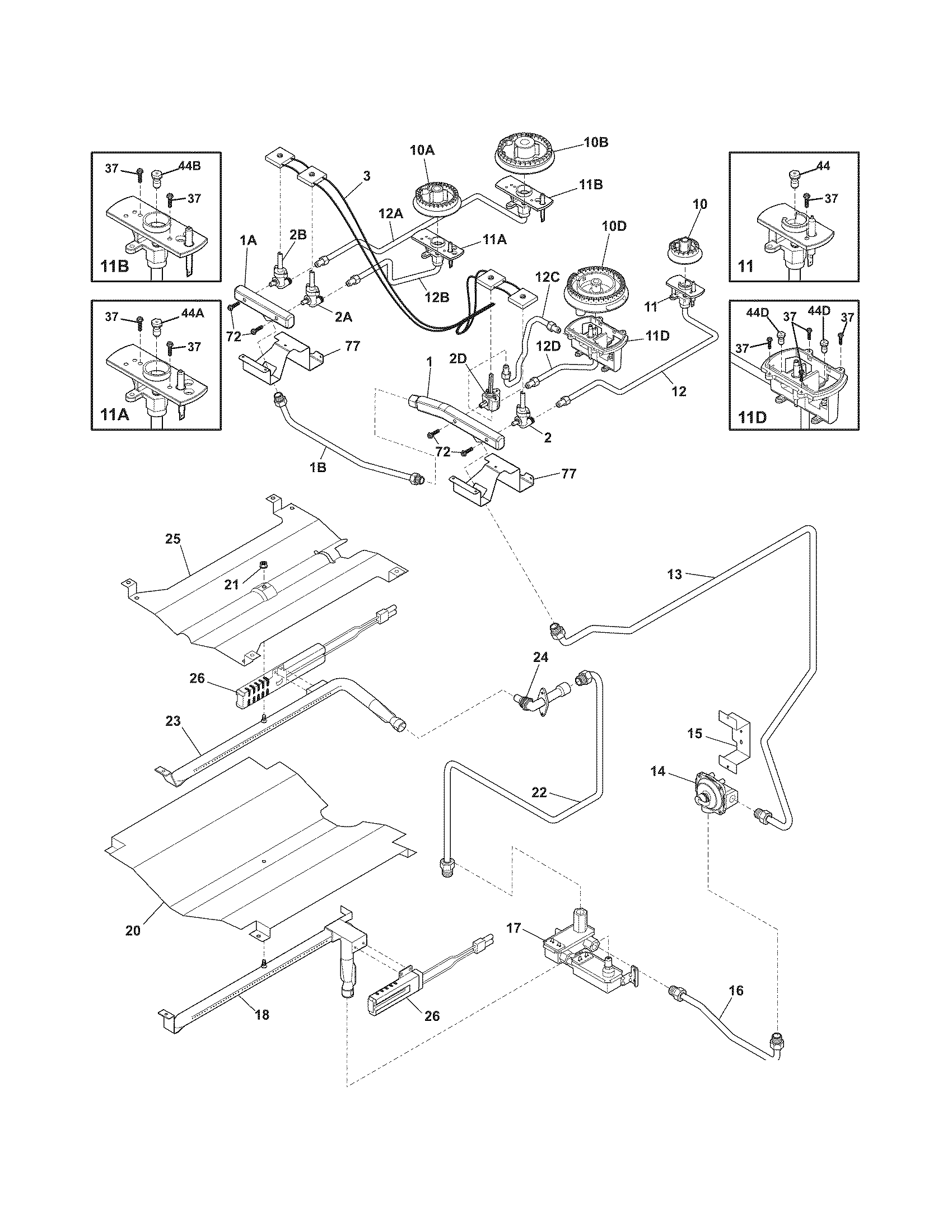 Electrolux EW30GS65GW6 burner diagram