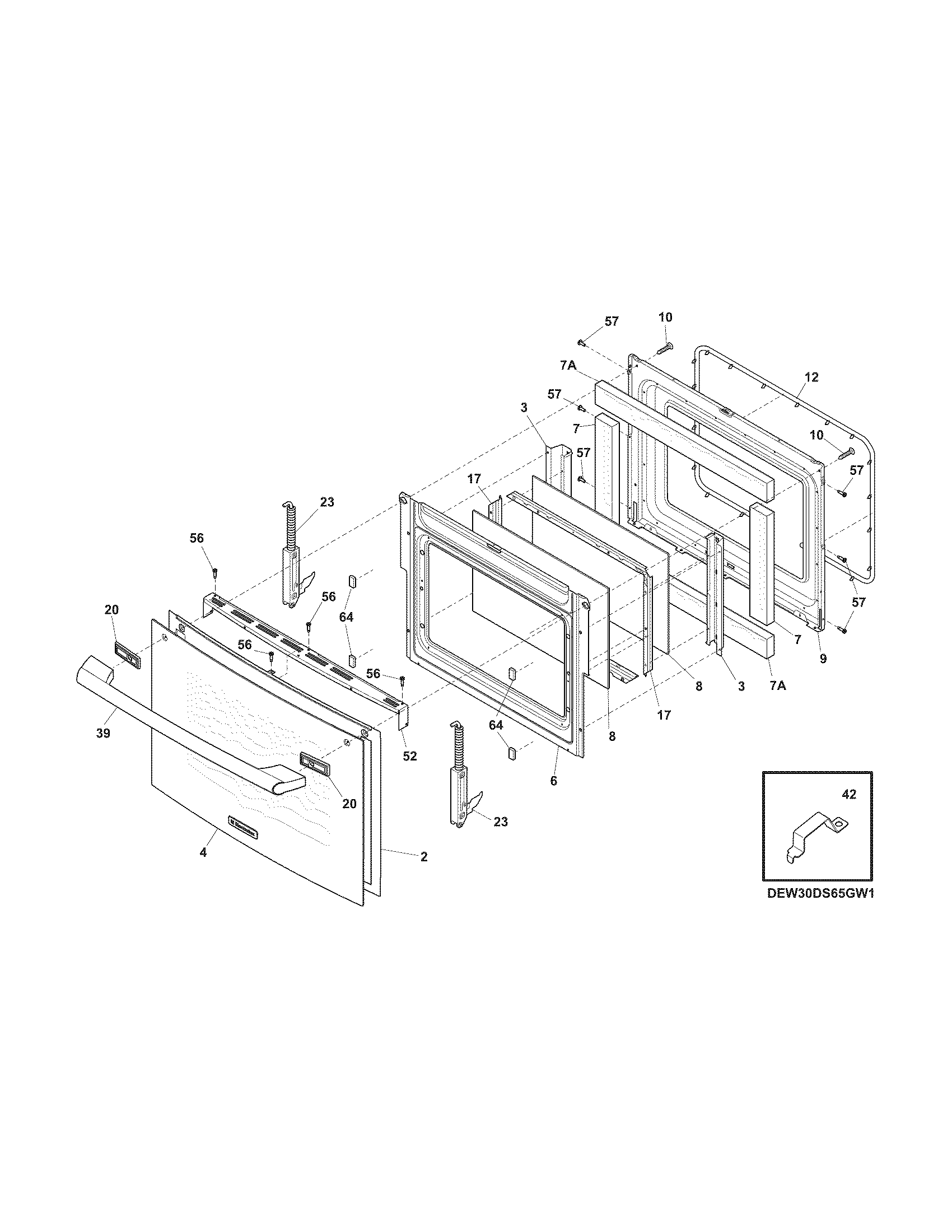 Electrolux EW30GS65GW6 door diagram