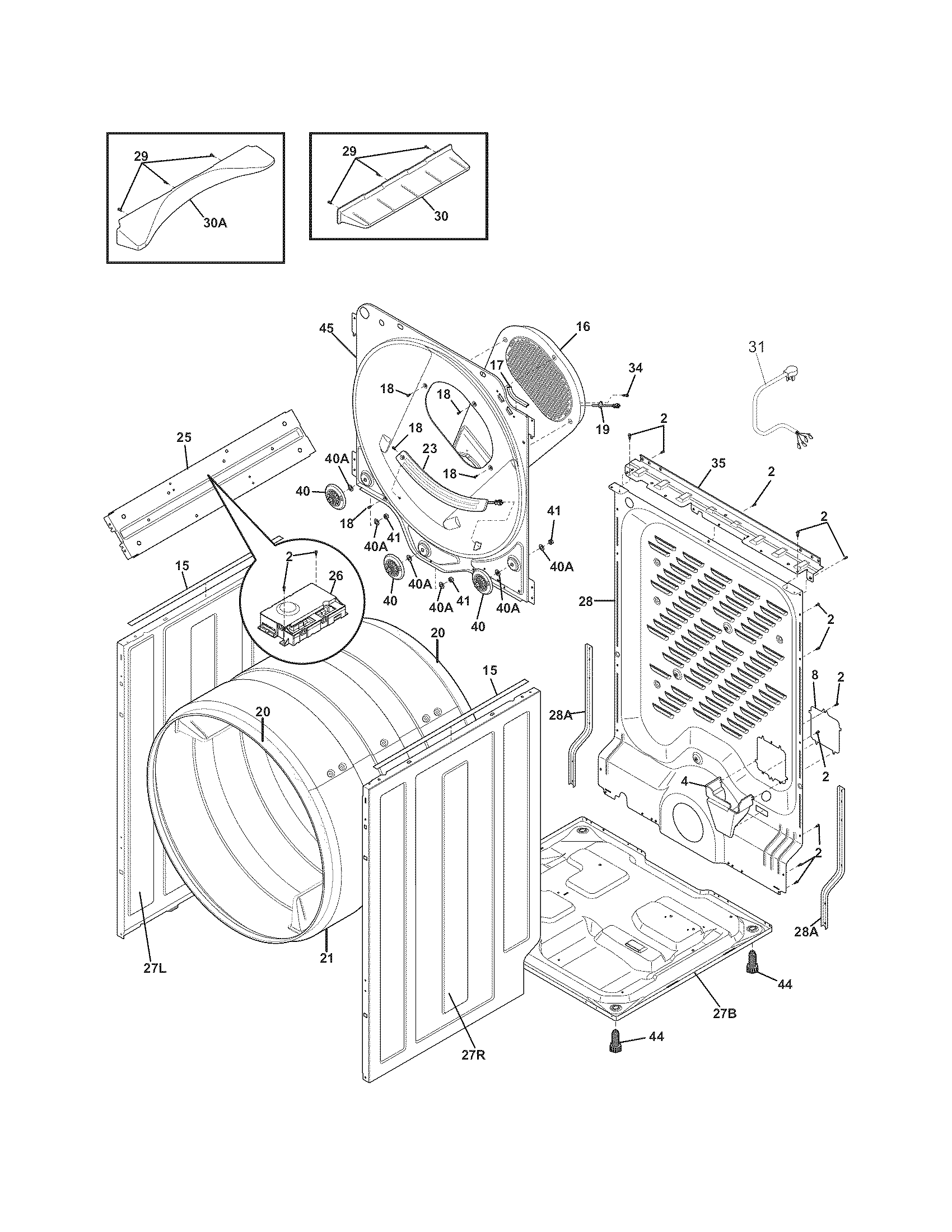 Electrolux EIGD55IRR1 cabinet/drum diagram