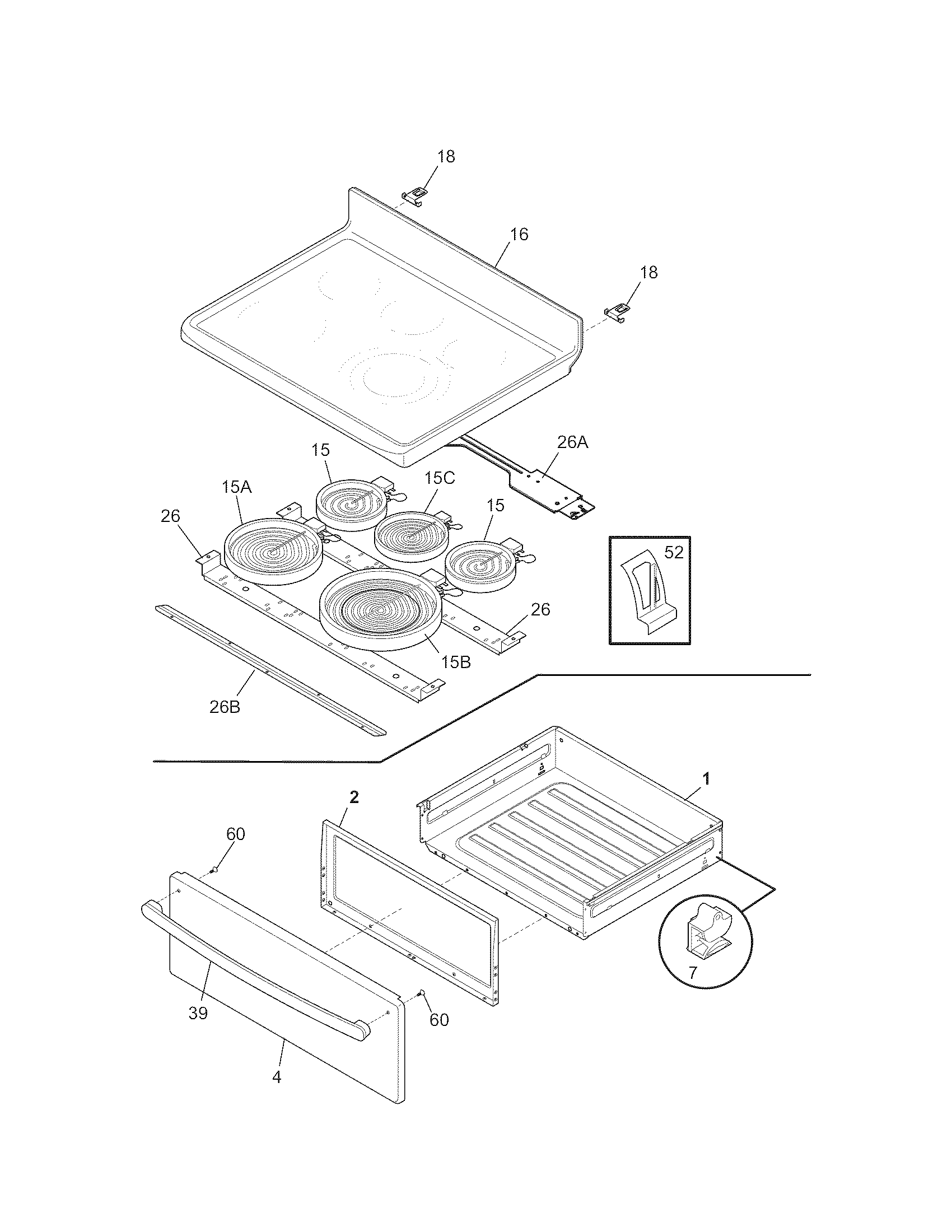 Kenmore 79097423901 top/drawer diagram