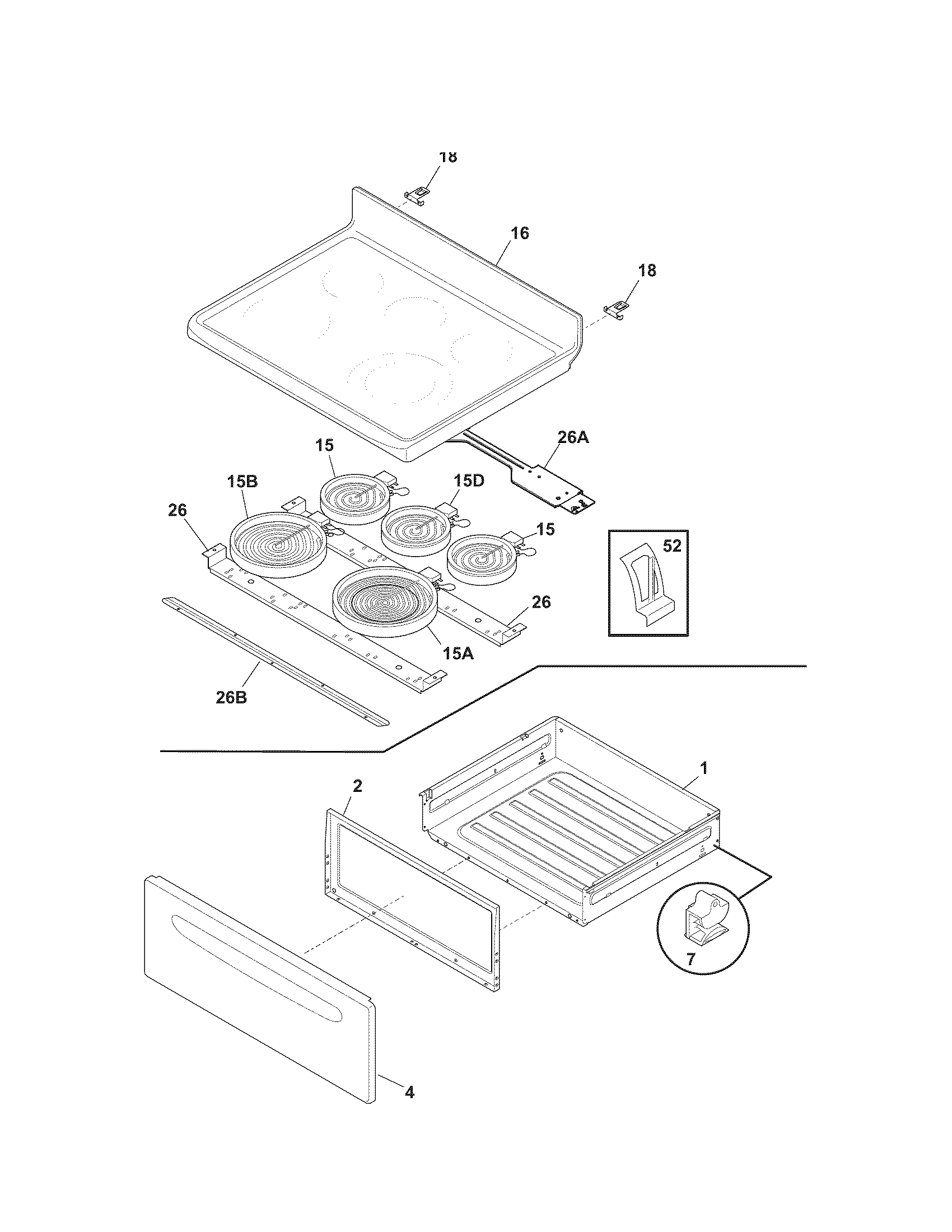 Kenmore 79097459802 top/drawer diagram
