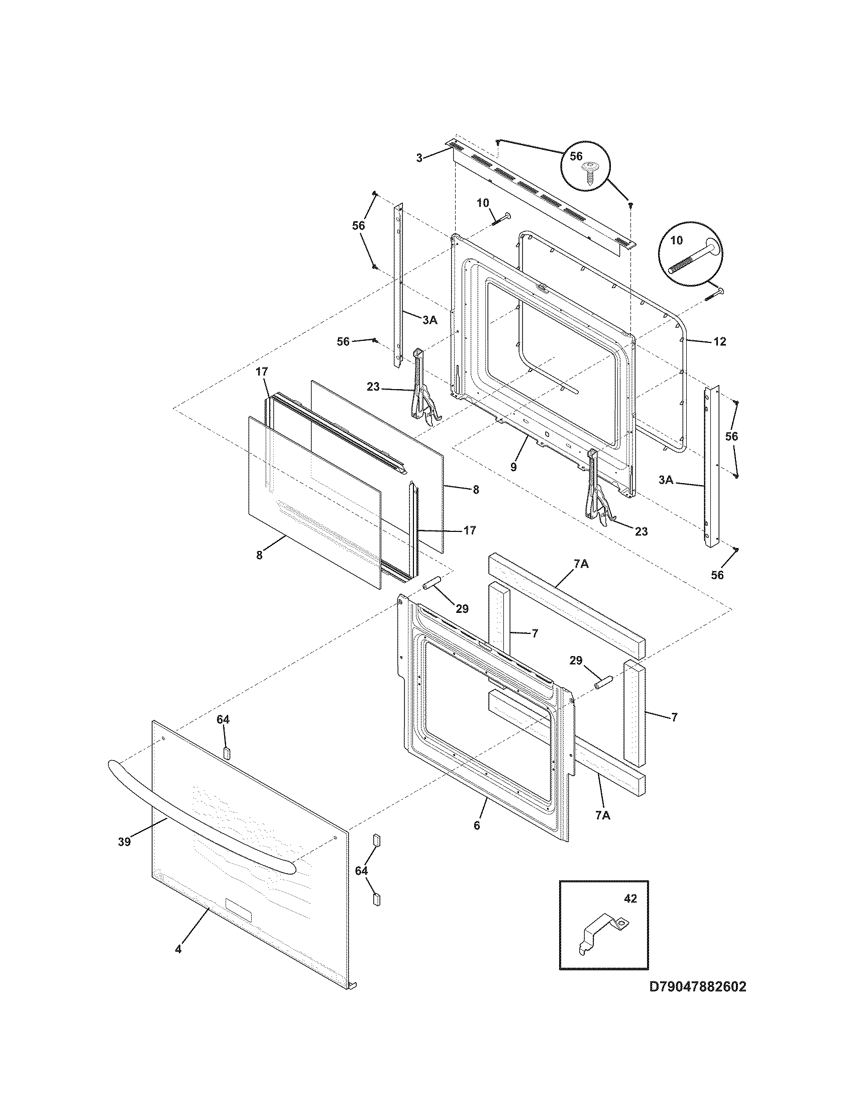 Kenmore Elite 79047889603 door diagram
