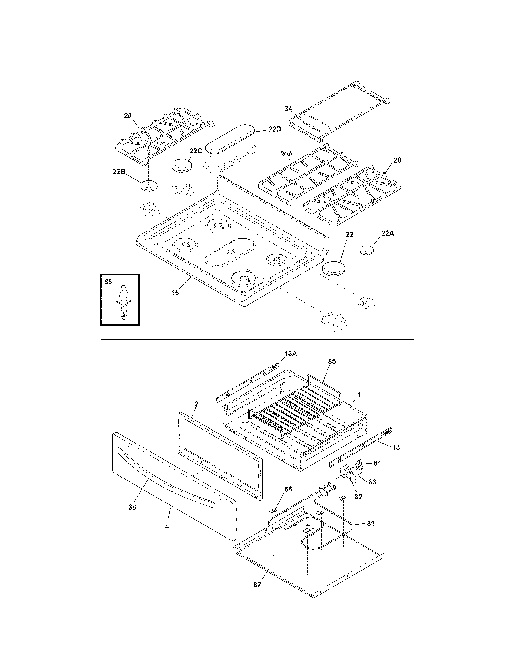 Kenmore Elite 79077519804 top/drawer diagram