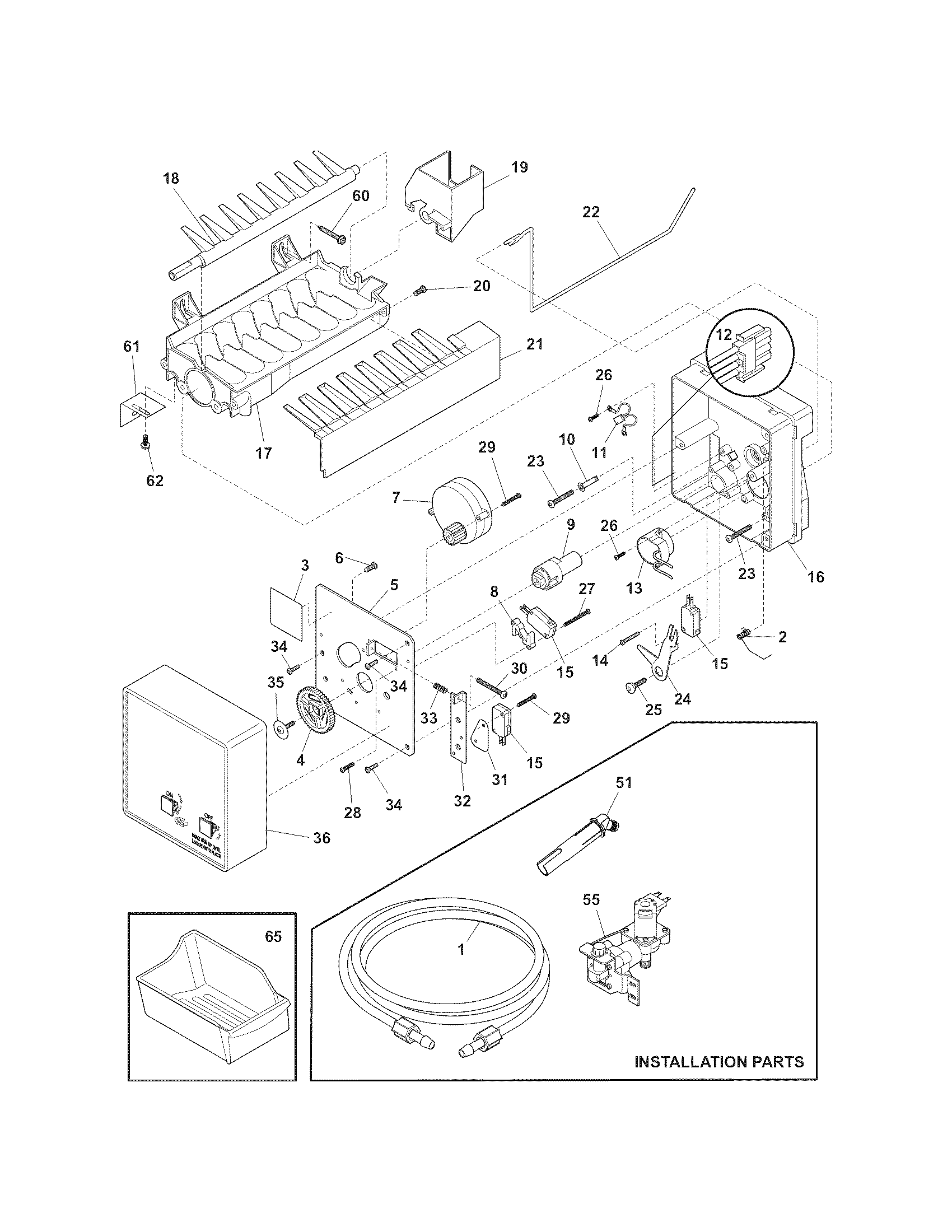 Kenmore Elite 25344733108 ice maker diagram