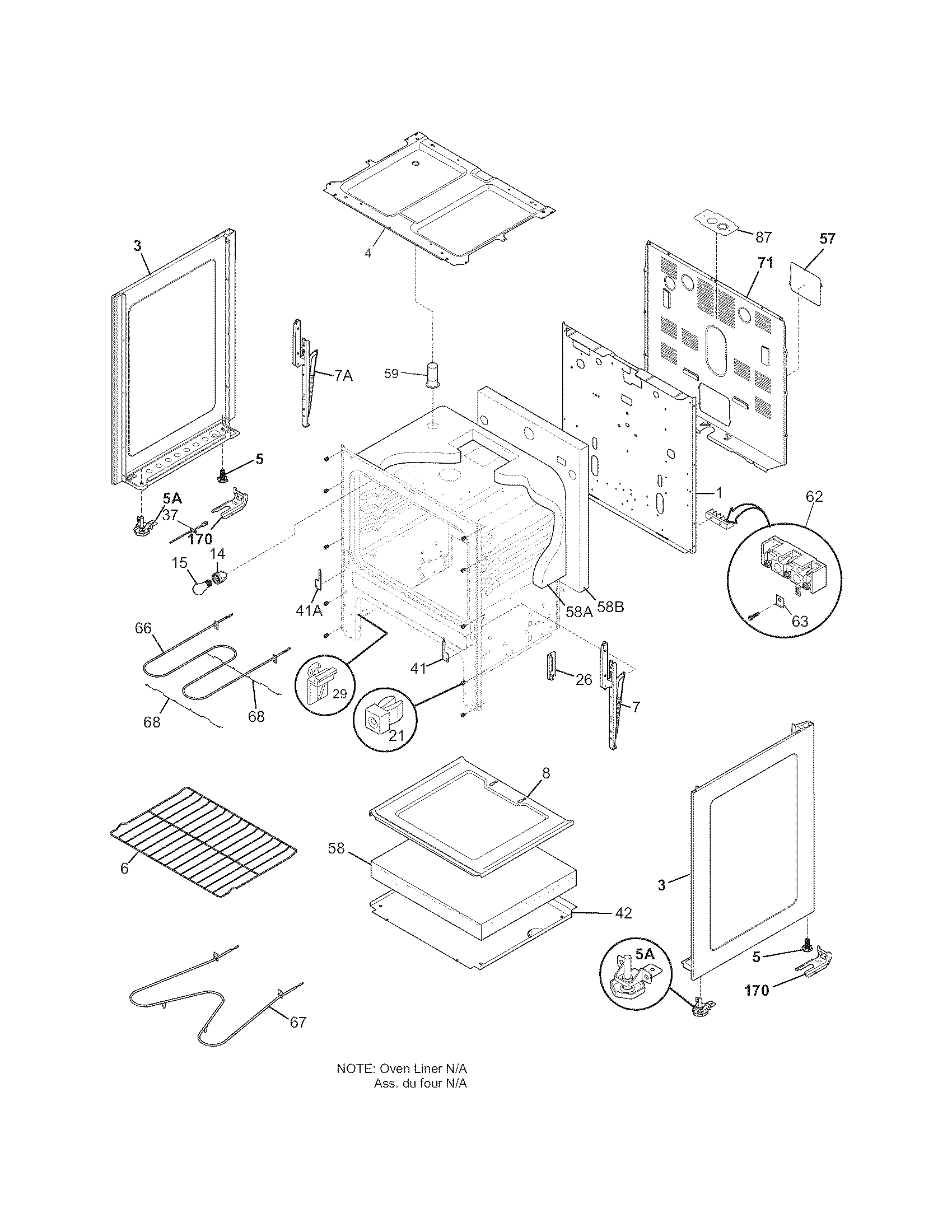 Frigidaire FEF326FBB body diagram