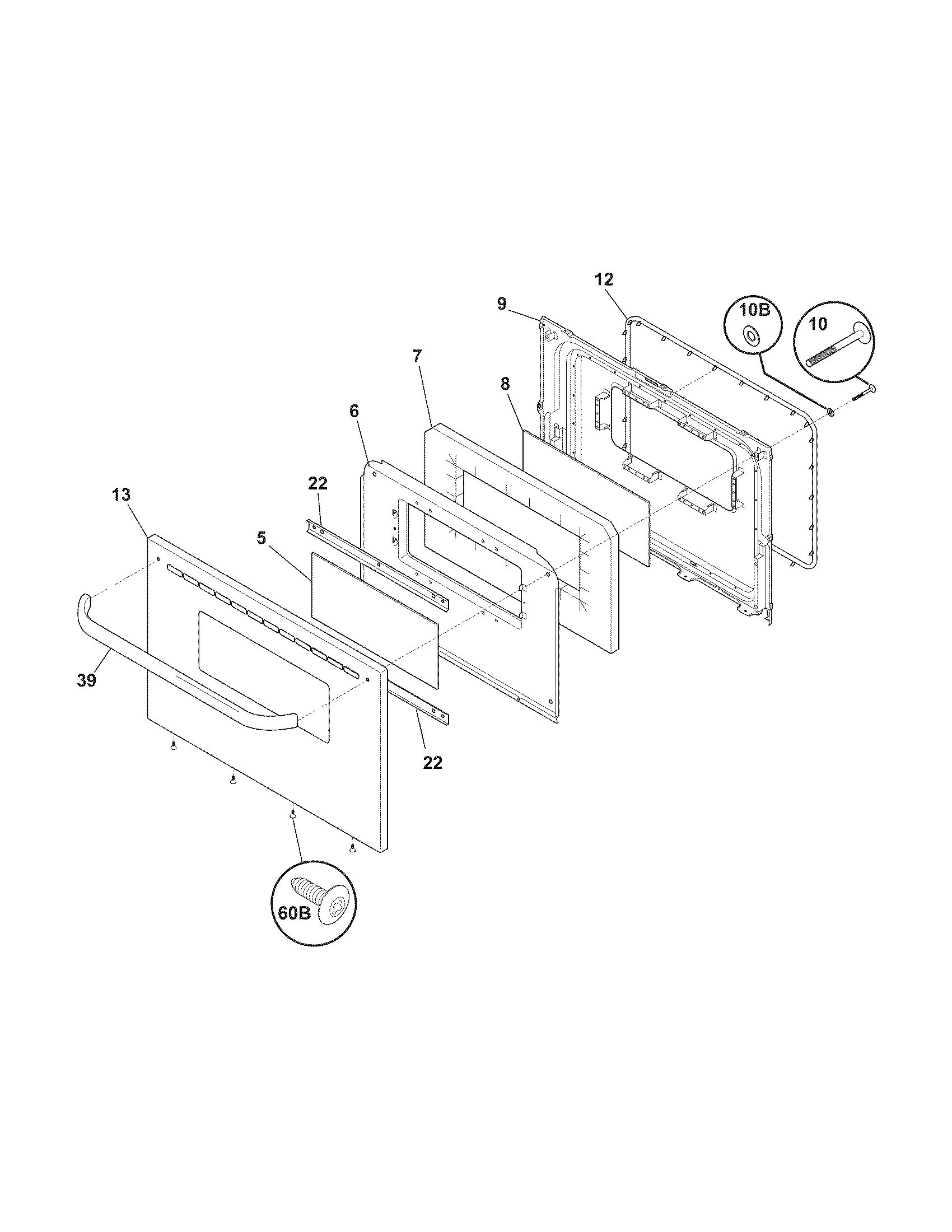 Frigidaire FEF326FBB door diagram