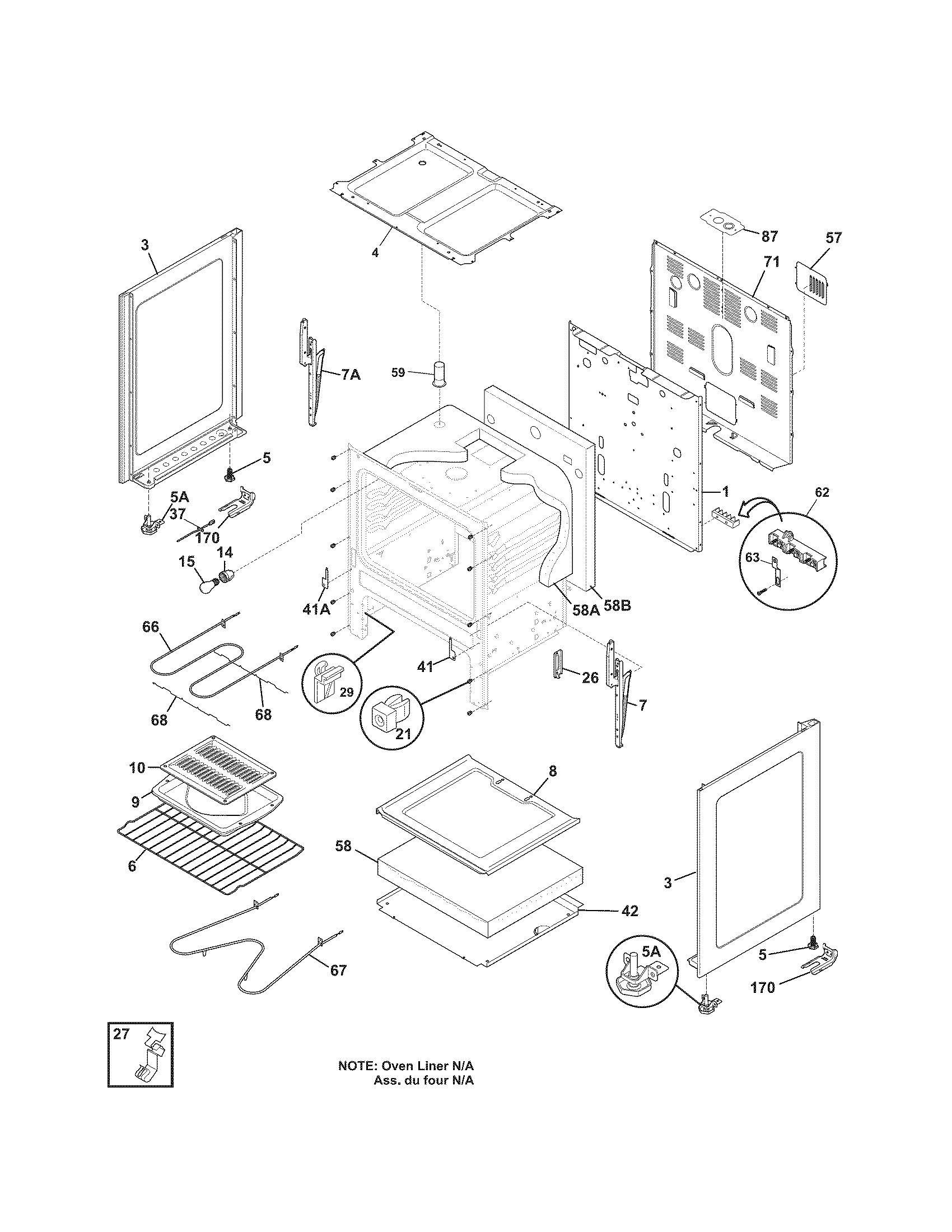 Frigidaire FEF326FBE body diagram