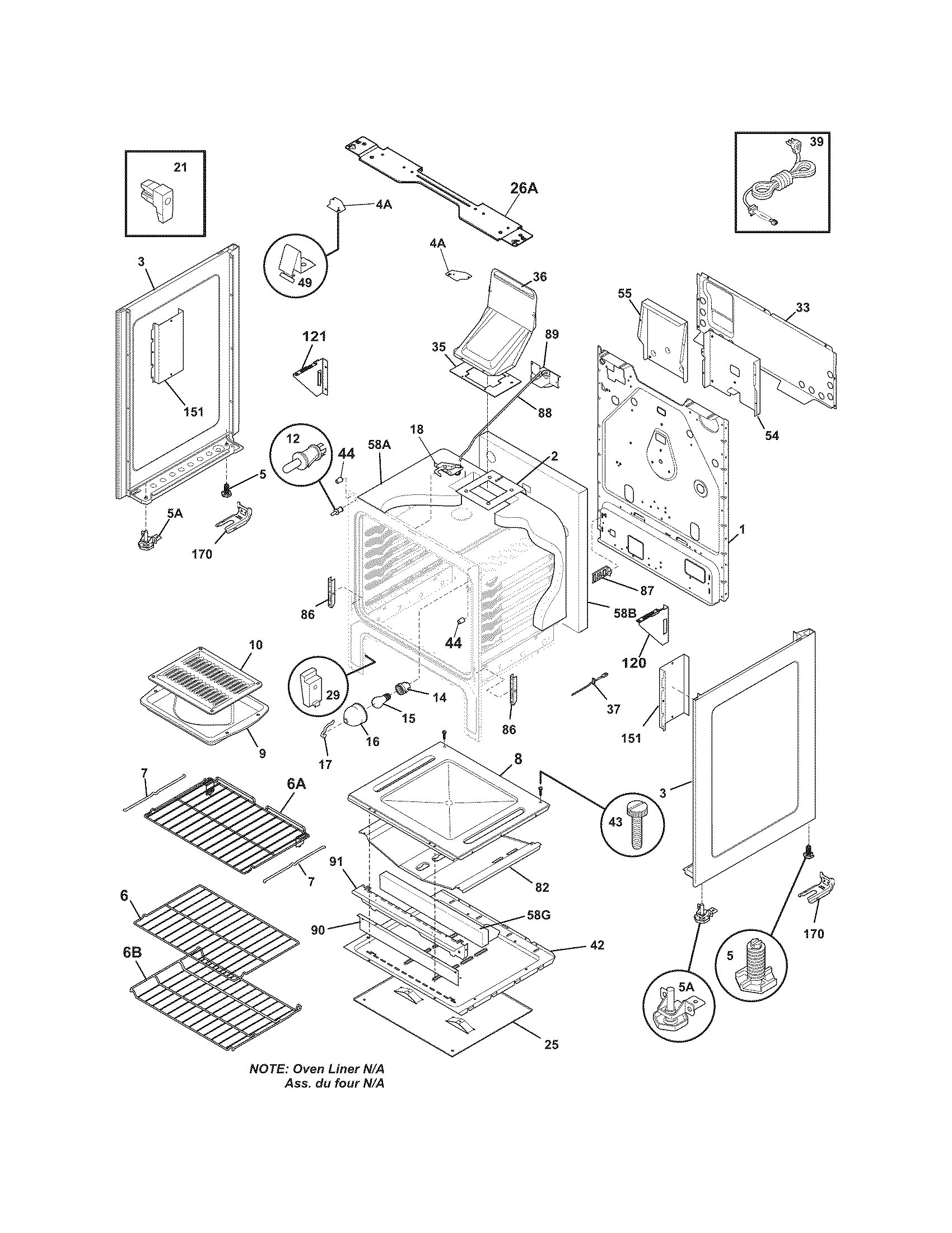 Frigidaire LGGF3032KQB body diagram