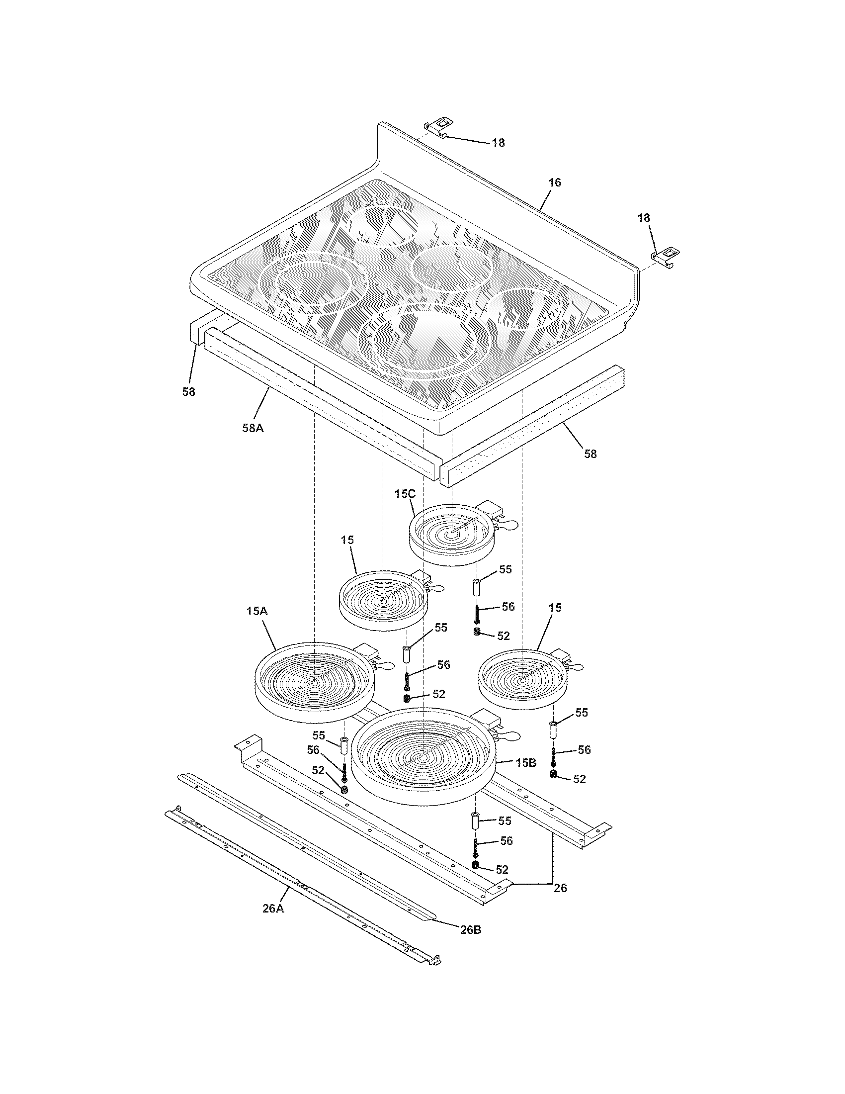 Frigidaire LGEF304DKFA maintop diagram