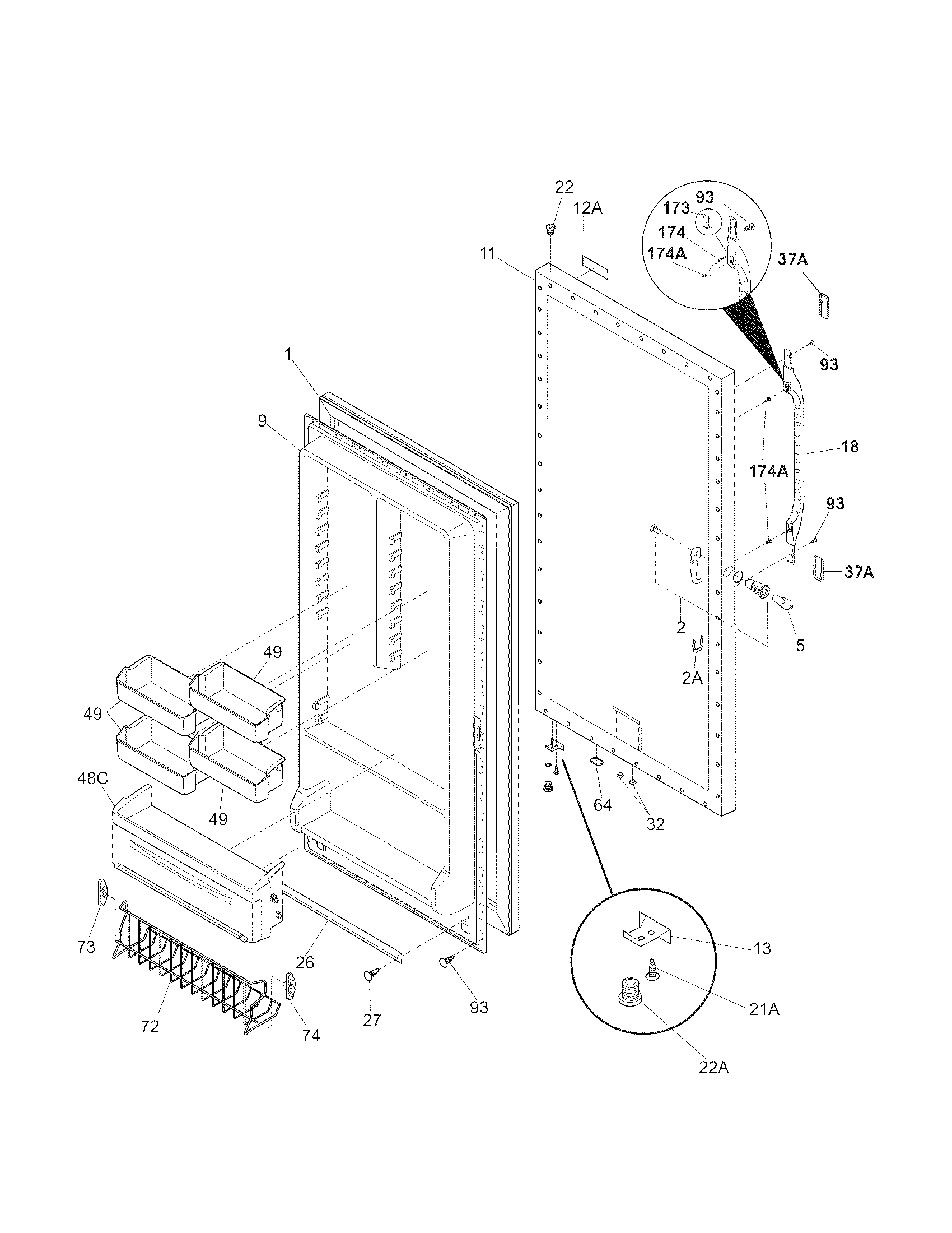 Kenmore 25328722802 door diagram
