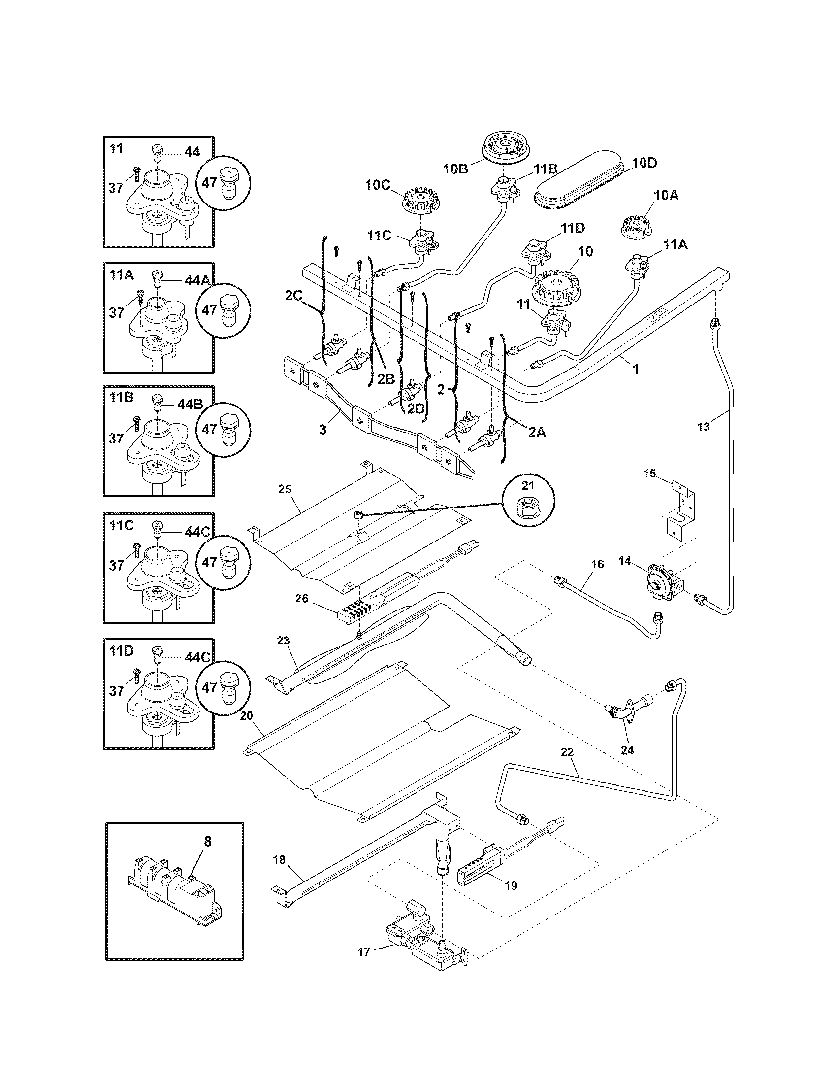 Kenmore 79077482803 burner diagram