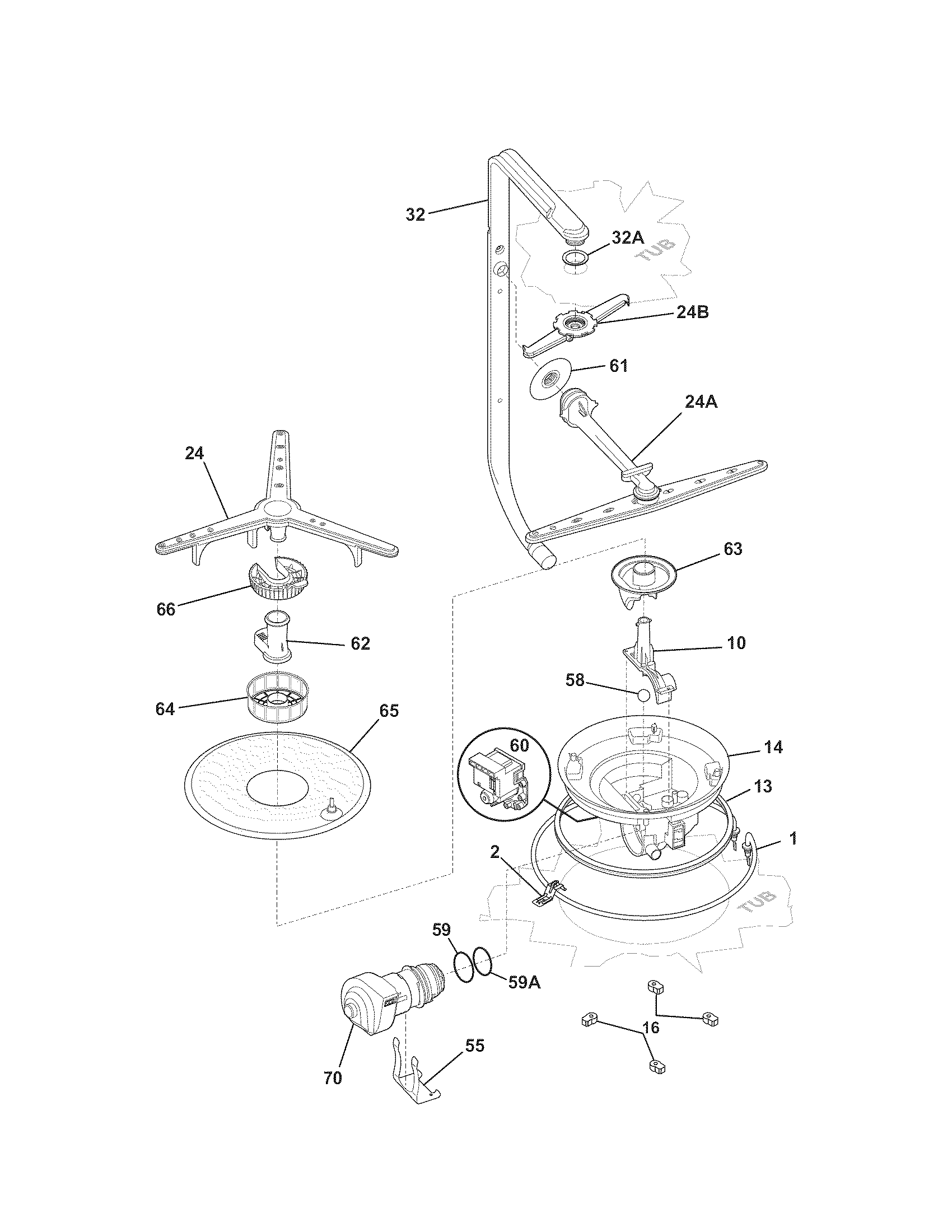 Kenmore 58715289900 motor & pump diagram