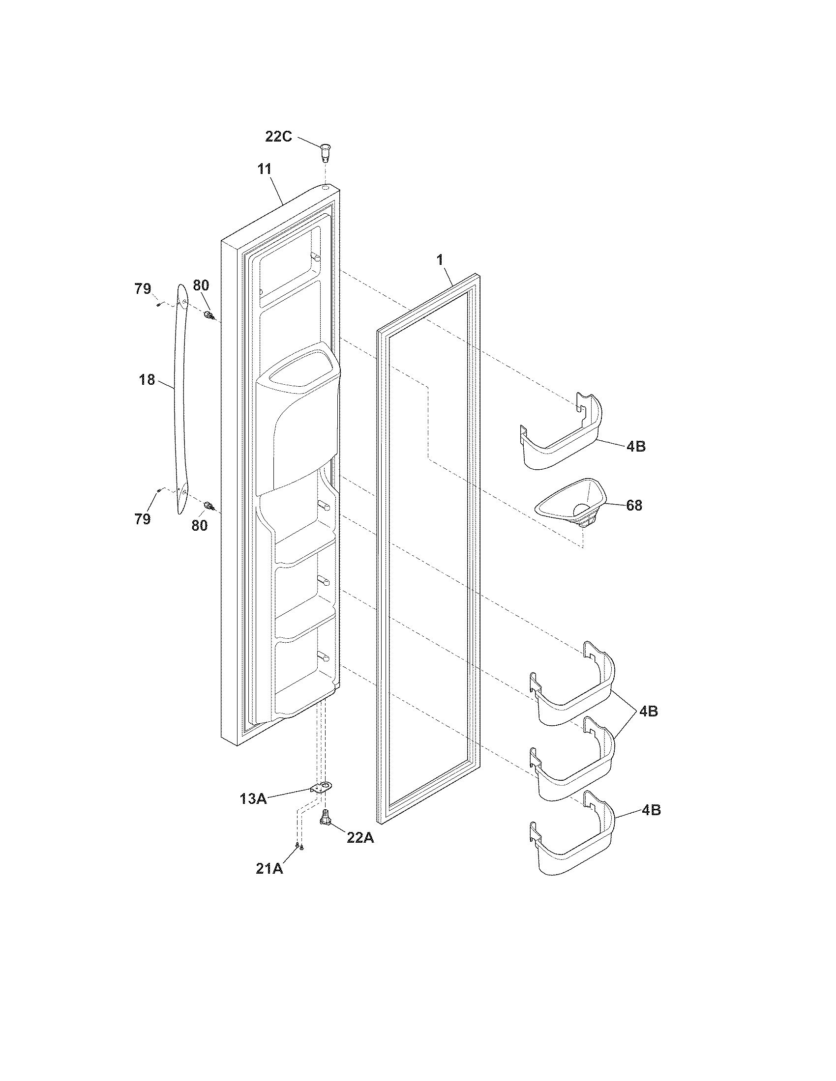 Kenmore Elite 2534450260C freezer door diagram