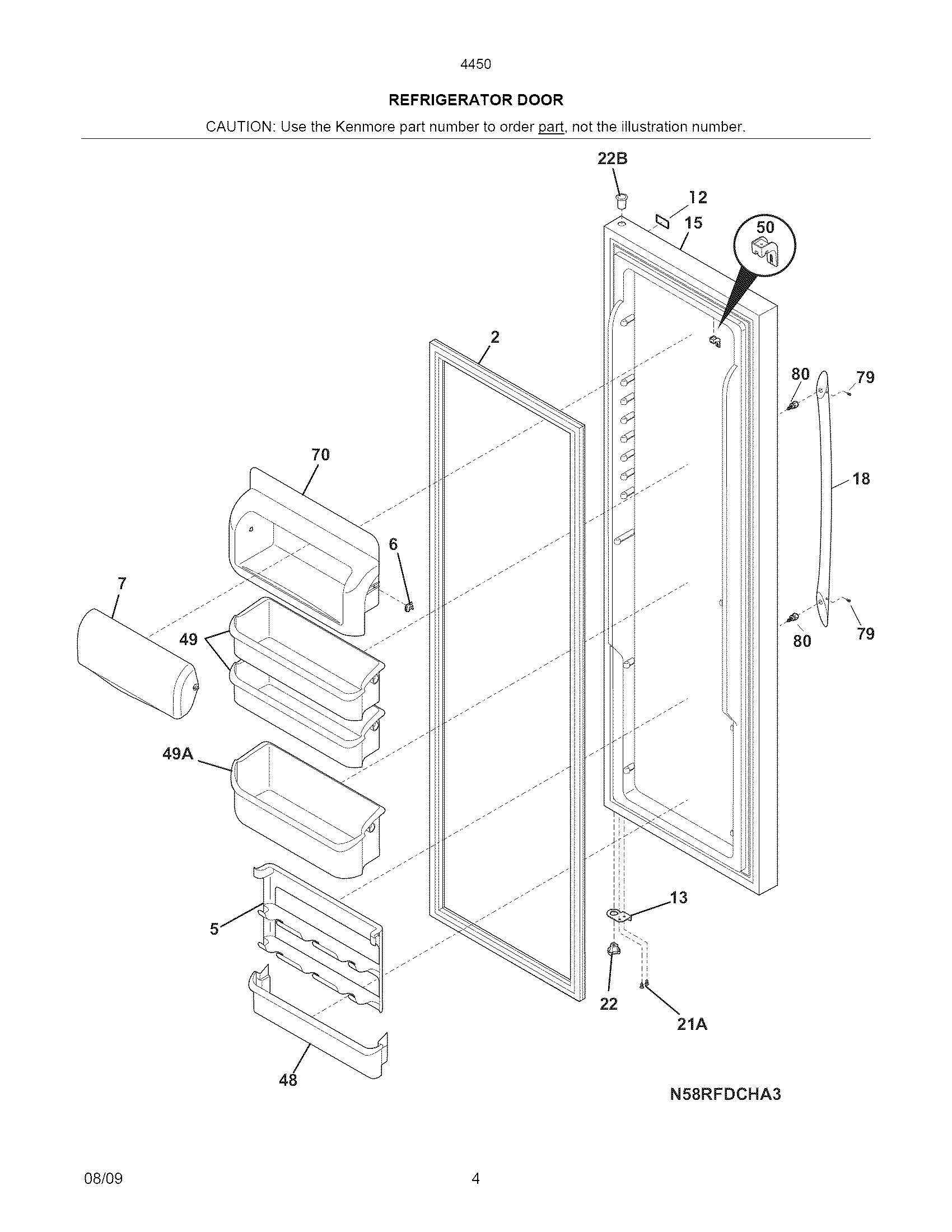 Kenmore Elite 2534450260C refrigerator door diagram