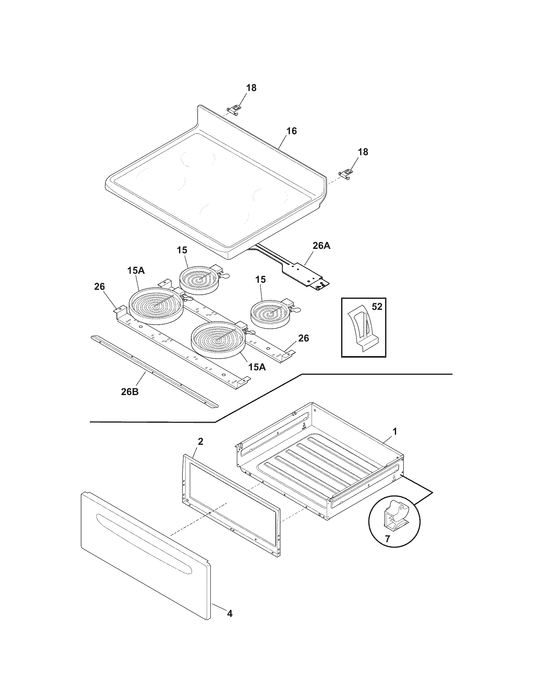 Kenmore 79096002605 top/drawer diagram