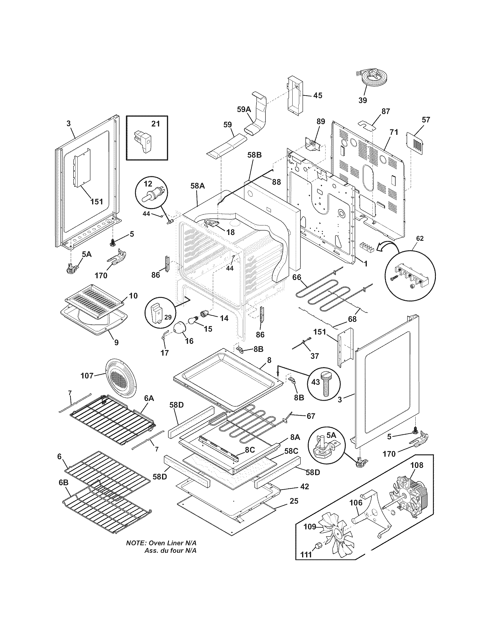 Frigidaire CGEF3032KWB body diagram