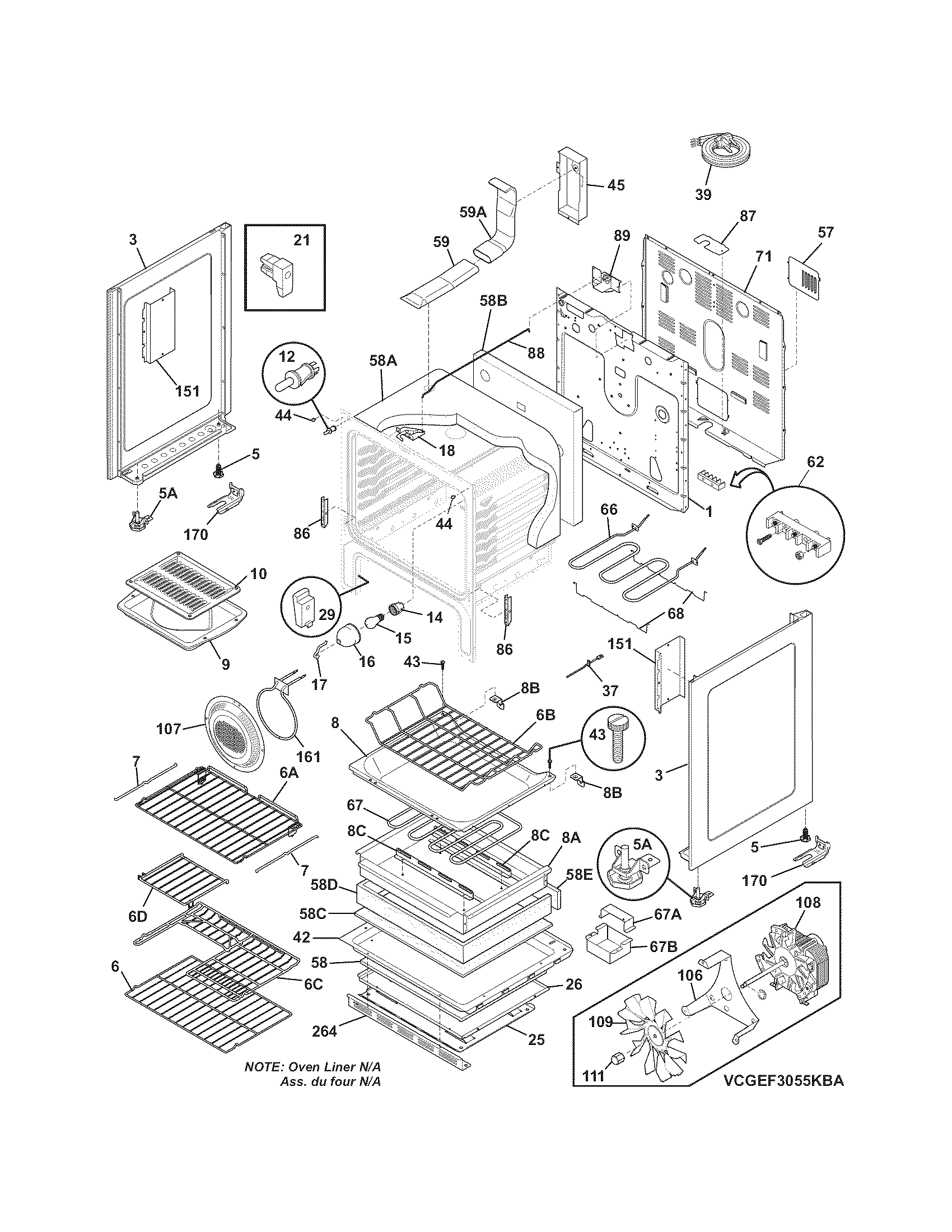 Frigidaire CGEF3055KFA body diagram
