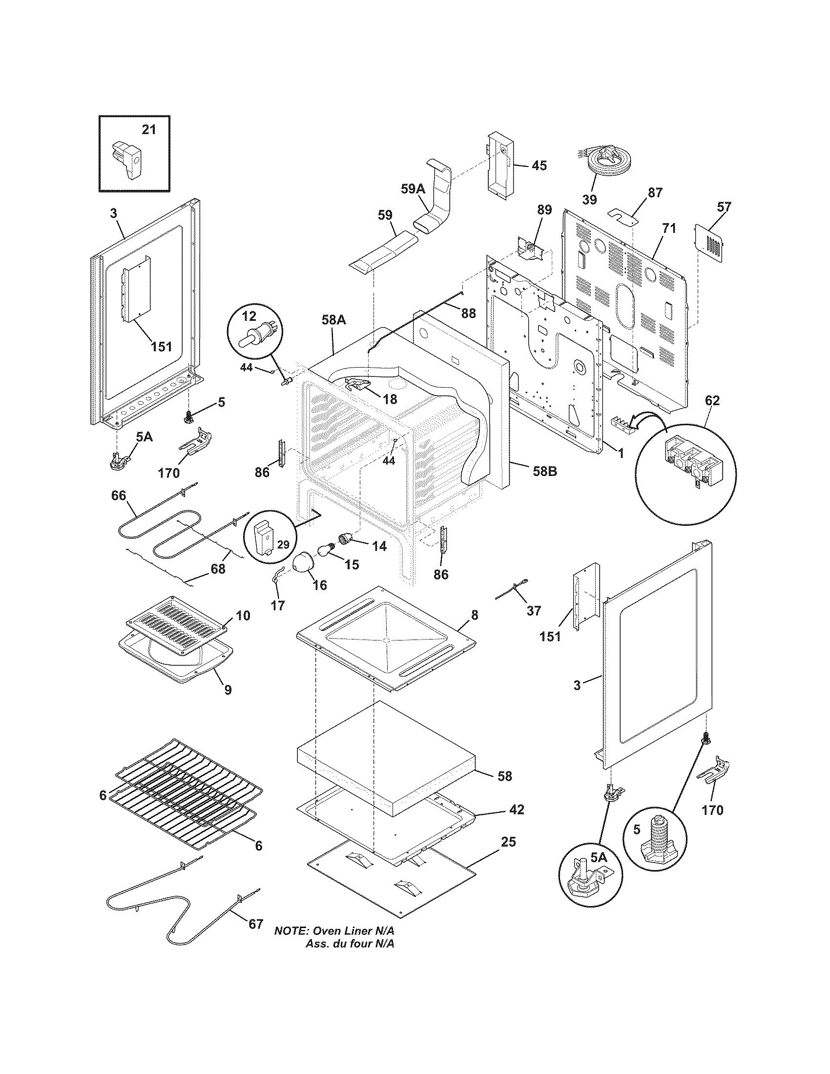 Frigidaire CFEF366GBD body diagram